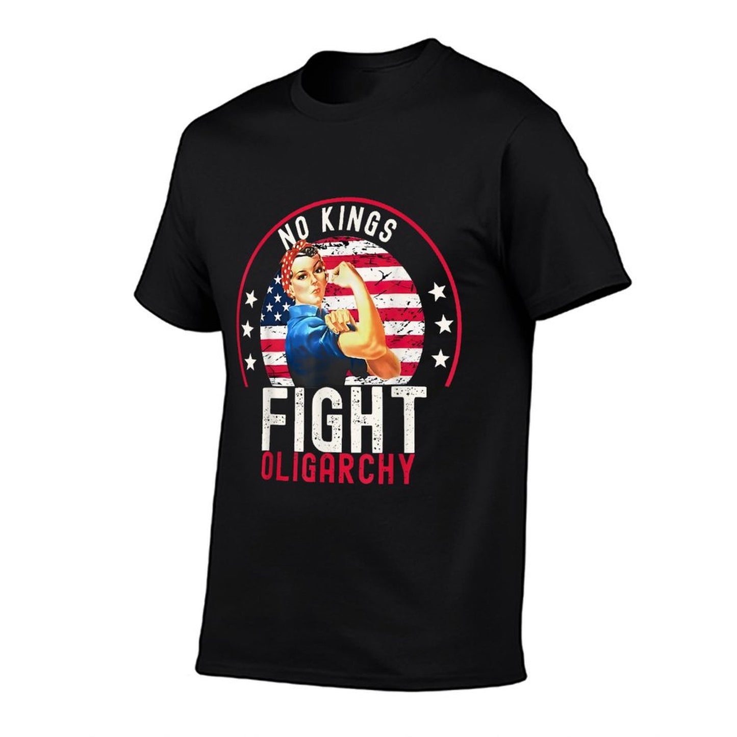Vintage No Kings Fight Oligarchy Woman's Girl America Rolled Sleeves T-Shirt
