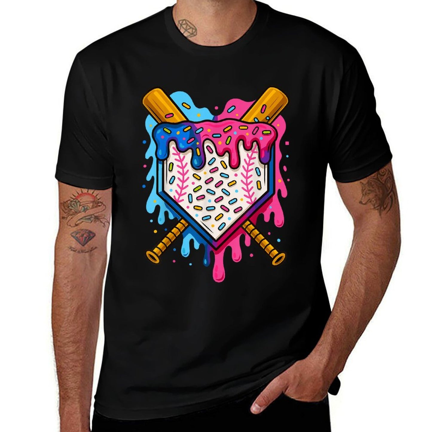 Baseball Boys Ice Cream Drip Baseball Eco-friendly Material T-Shirt