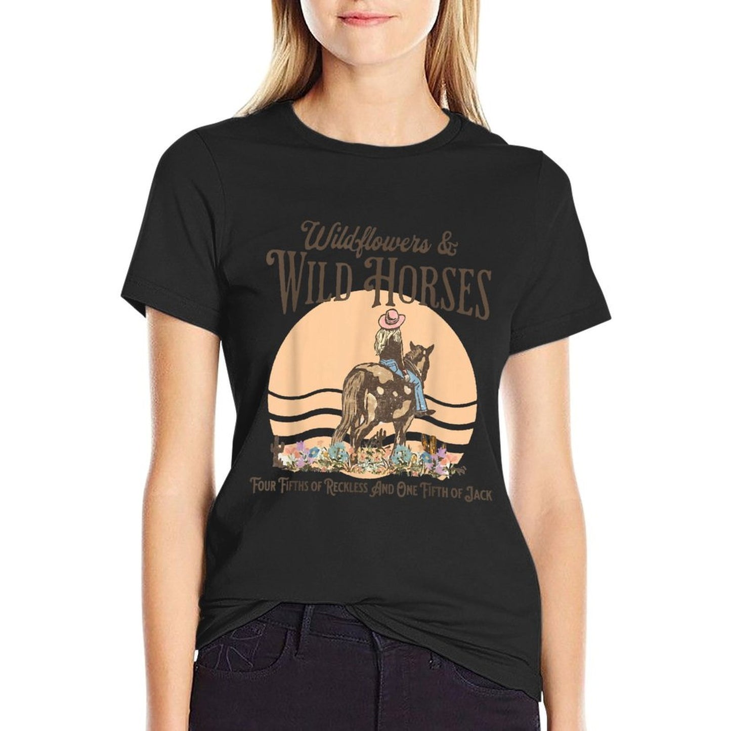 Wildflowers & Wild Horses Western for Her Stretchy T-Shirt