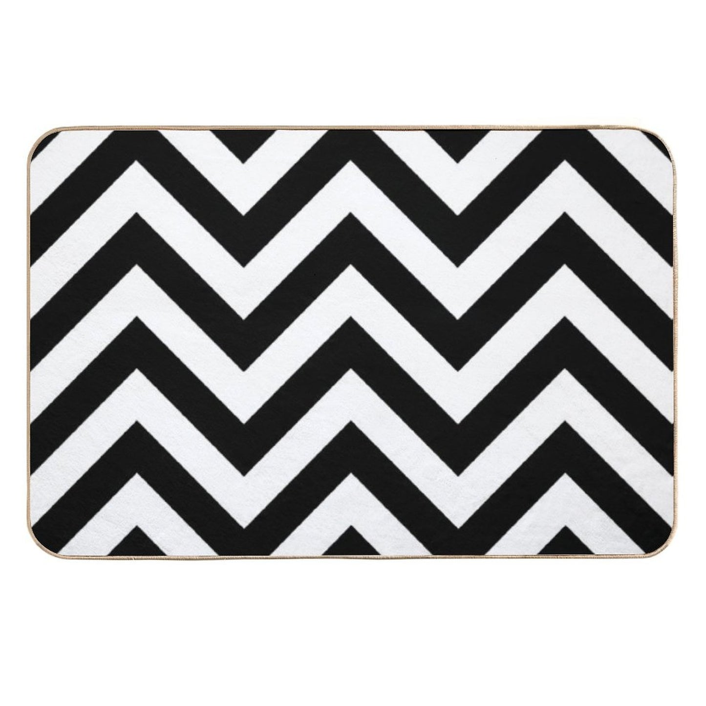 Zigzags Pattern Black & White Multi-Purpose Bath Mat