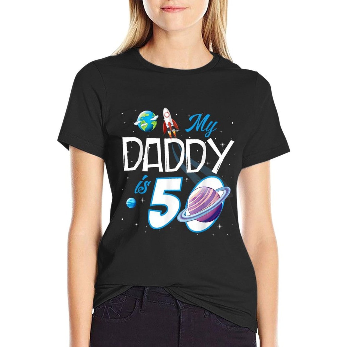My Dad Is 50 Years Funny Daddy Father 50th Years Birthday High-quality Stitching T-Shirt