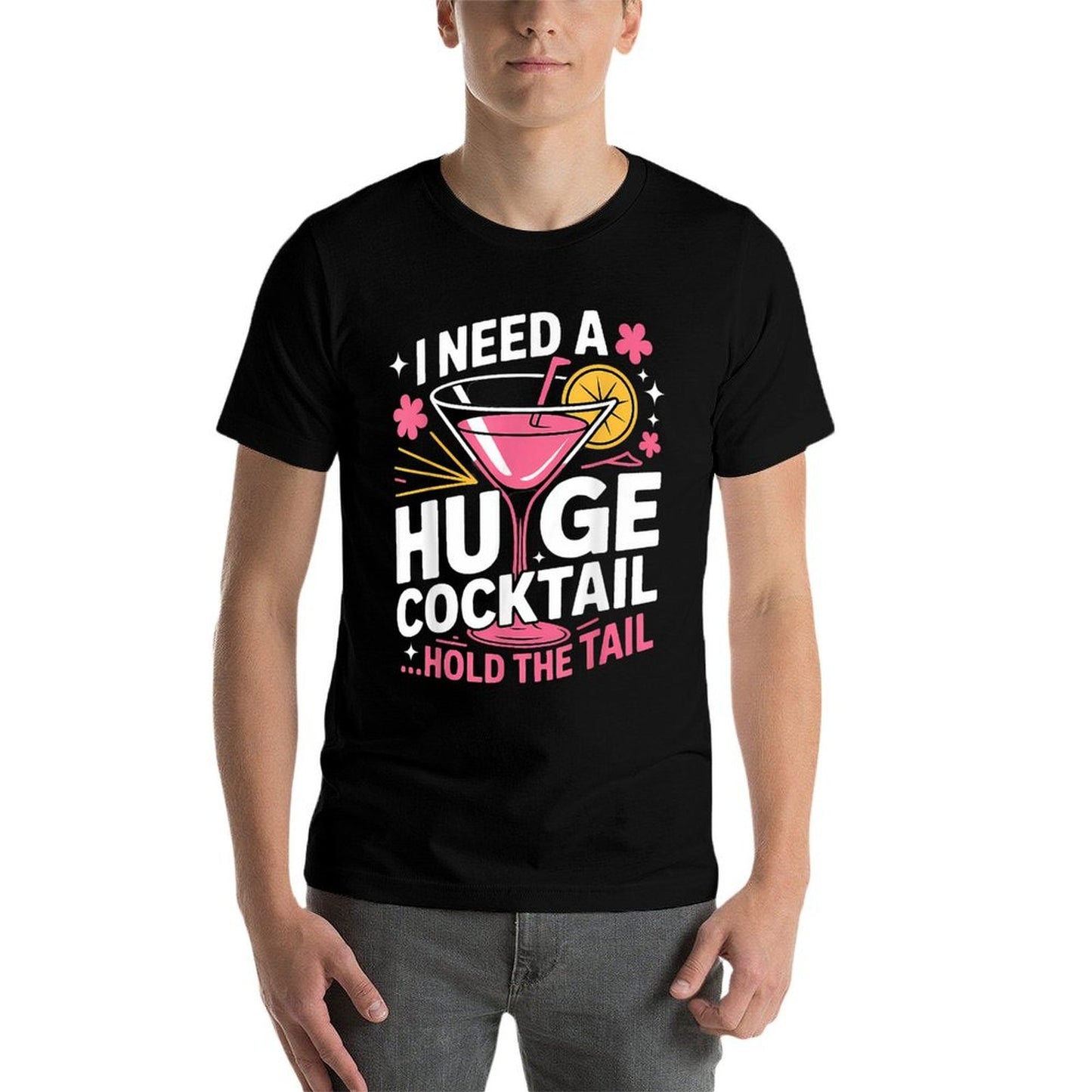 I Need A Huge Cocktail Funny Adult Humor Party Cocktail Oversized Silhouette T-Shirt