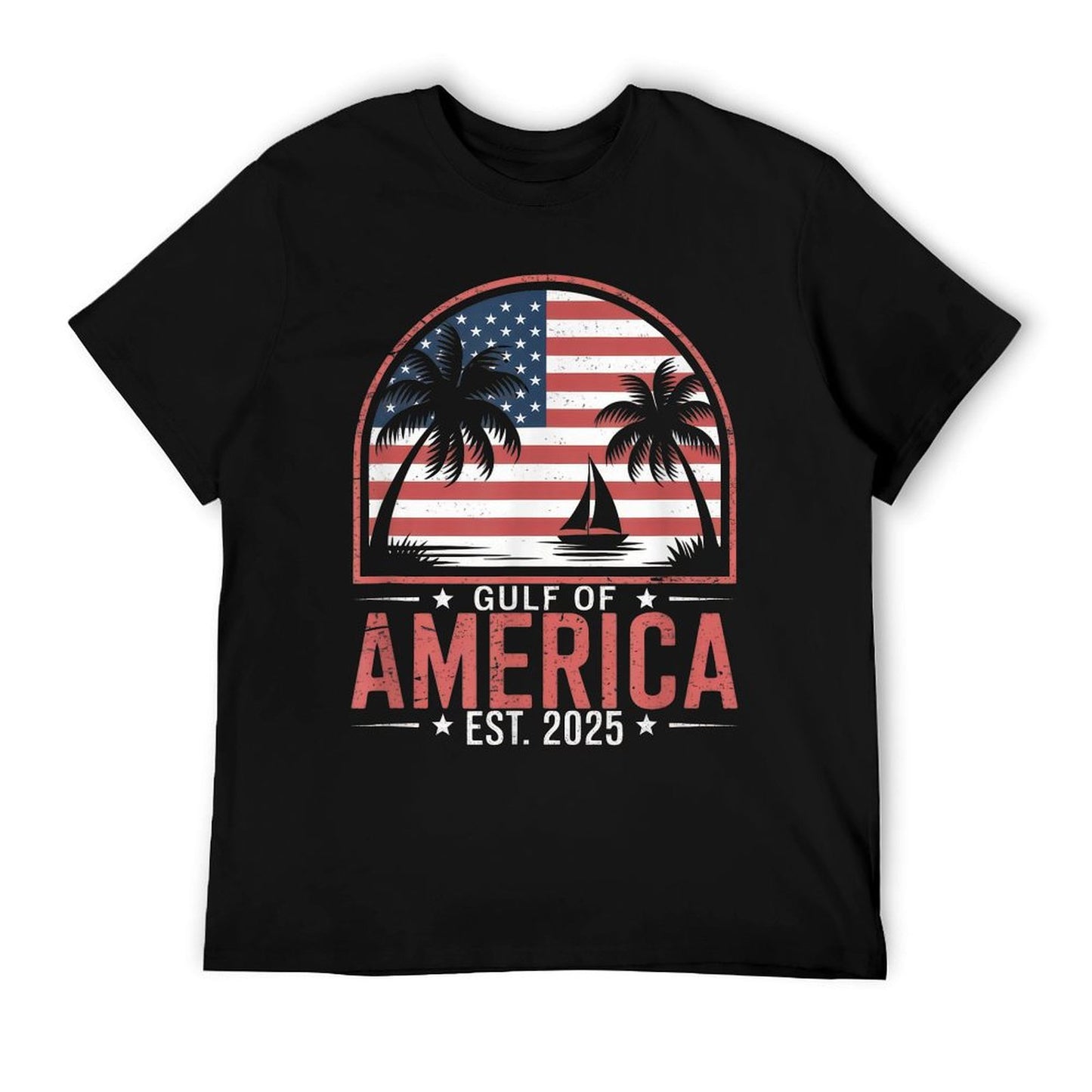 Retro Gulf Of USA America Est 2025 Gulf Mexico American Flag Trendy Pattern T-Shirt