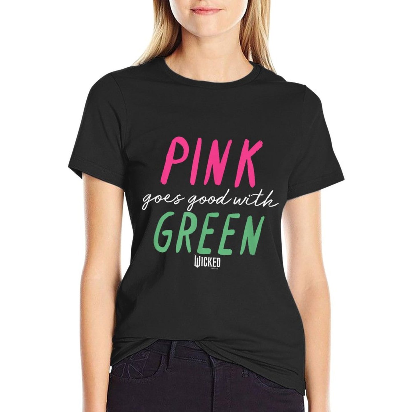 Wicked Pink Goes Good With Green Moisture-wicking T-Shirt