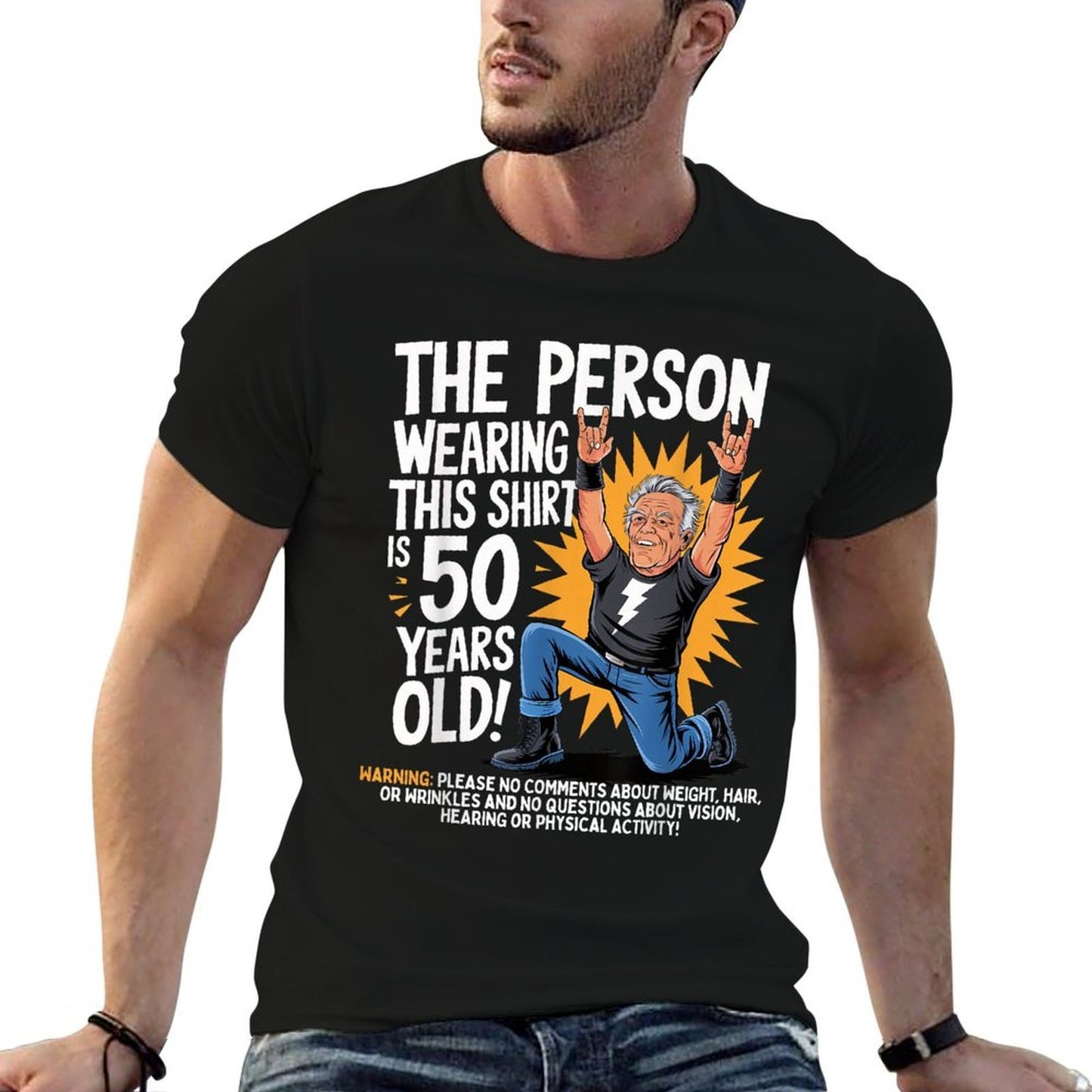 50th Birthday Man Woman 50 Years 1975 Decorative Funny Gift Stretchy T-Shirt