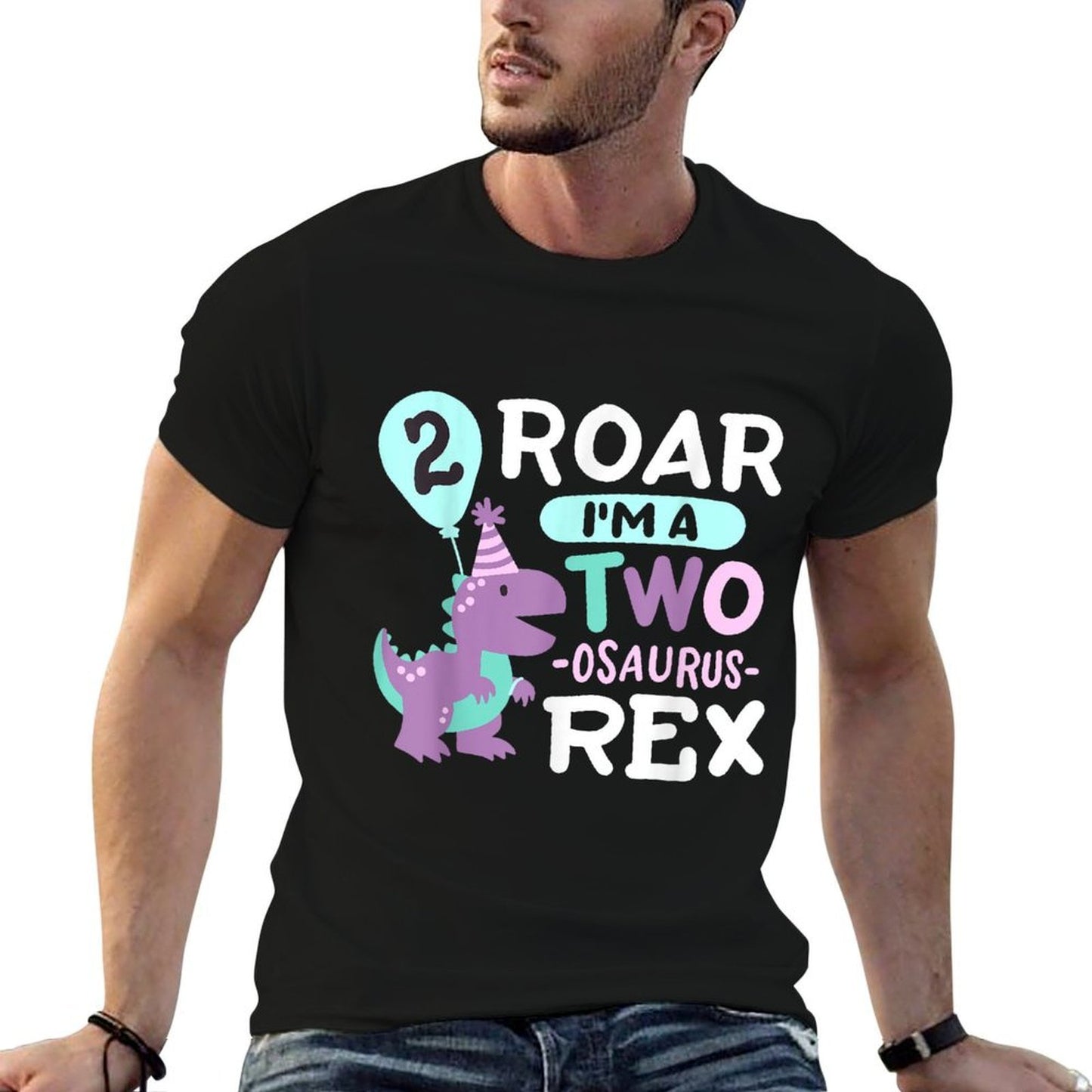 2nd Birthday Dinosaur T Rex Two Osaurus 2 Years Old Kids Wrinkle-resistant T-Shirt