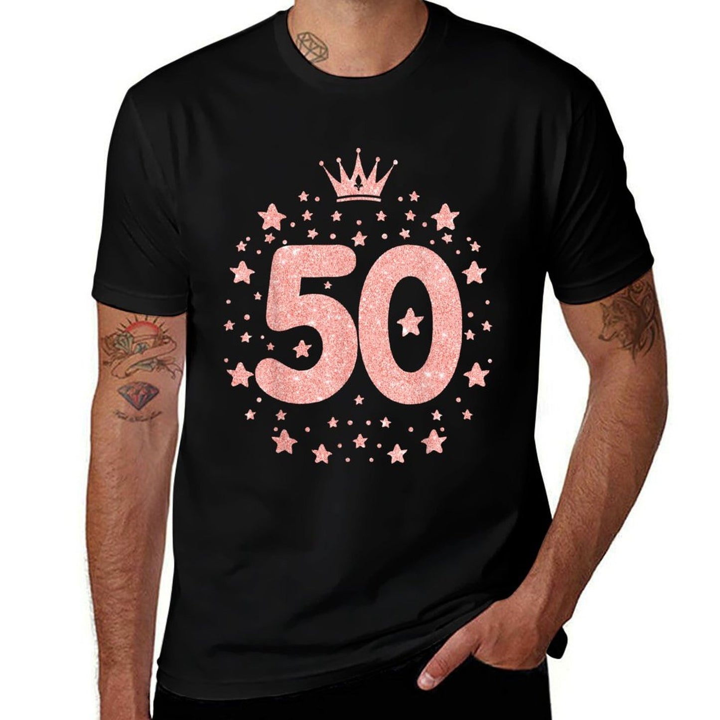 50 Pink Crown 50 Years Old Happy 50th Birthday Girl Women Lightweight T-Shirt