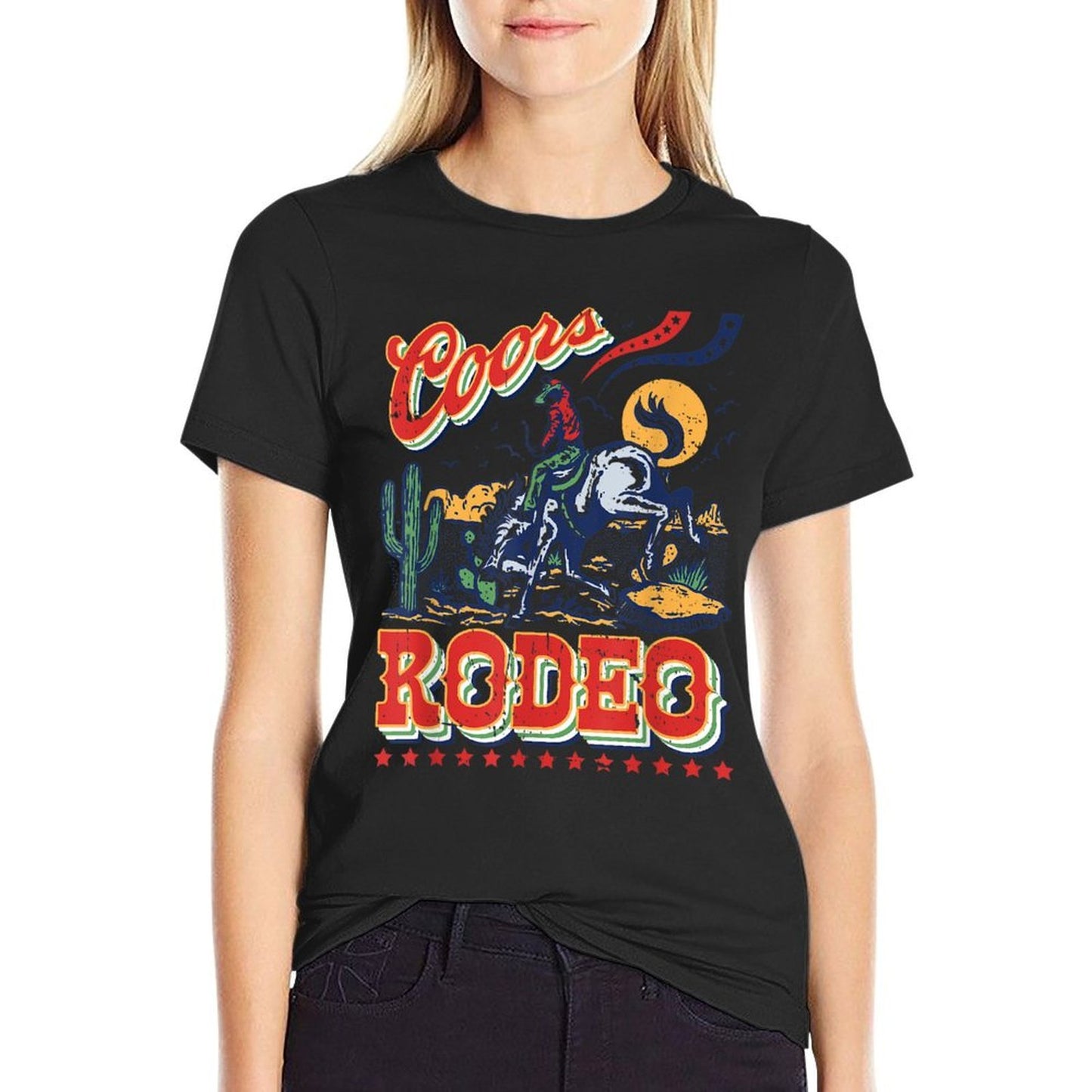 Vintage Cowhide Riding Coors Cowboys Western Country Rodeo Moisture-wicking T-Shirt