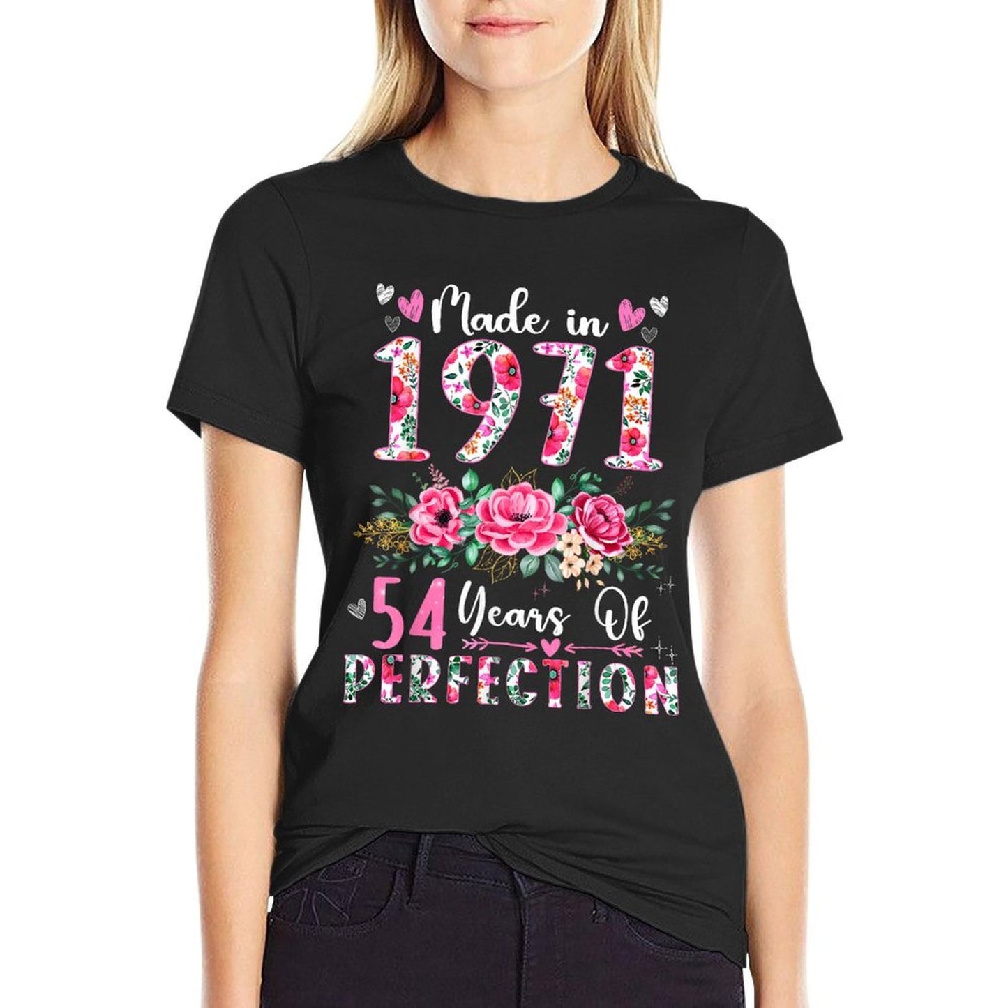 54 Year Old Made In 1971 Floral 54th Birthday Women Summer-ready Fabric T-Shirt