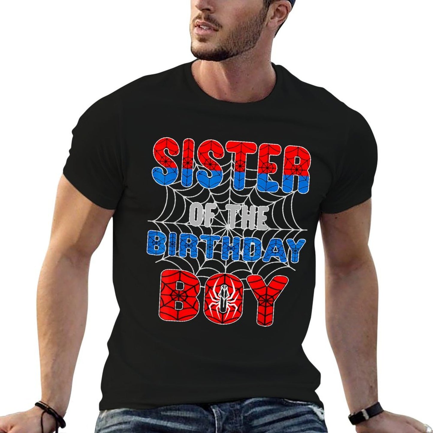 Spider Web Birthday Party Sister of The Birthday Boy Odor-resistant T-Shirt