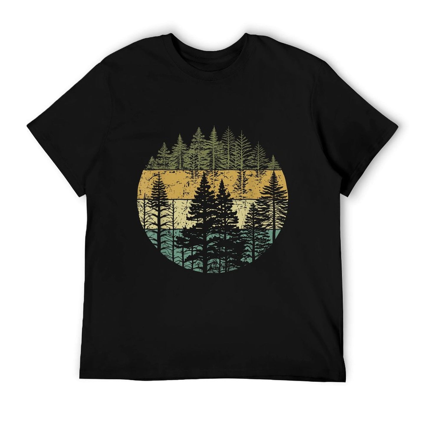 Retro Forest Trees Outdoors Nature Women Men Vintage Graphic Polyester Blend T-Shirt