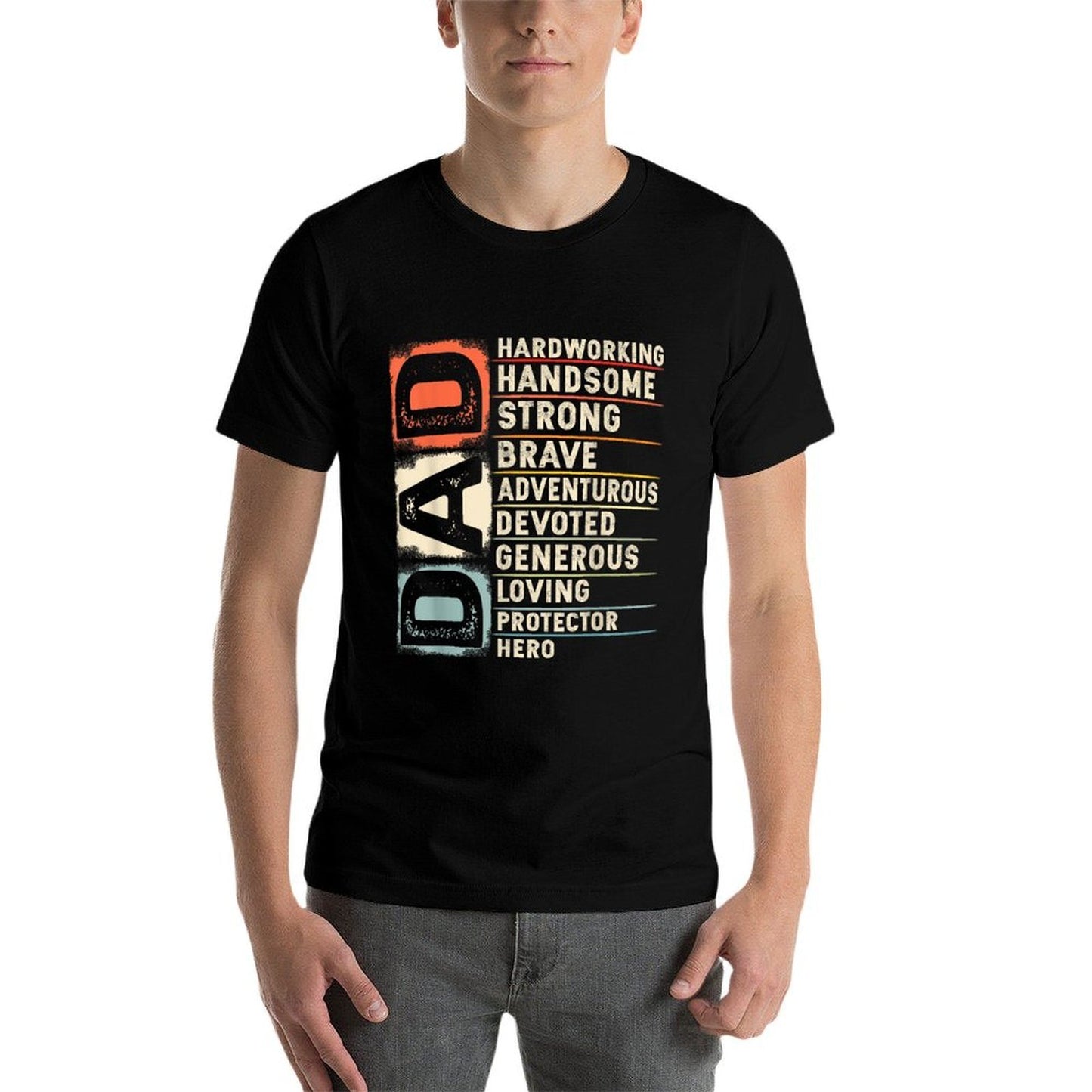 Vintage Funny Definition of Dad Retro Meme Joke Father's Day Ribbed Collar T-Shirt
