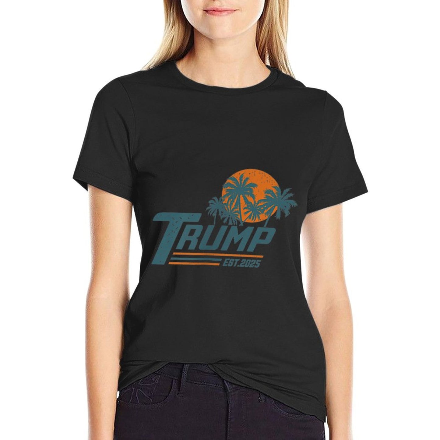 Funny Trump Shirt Gulf Of Us America Est 2025 ( 2 Side ) Ribbed Collar T-Shirt