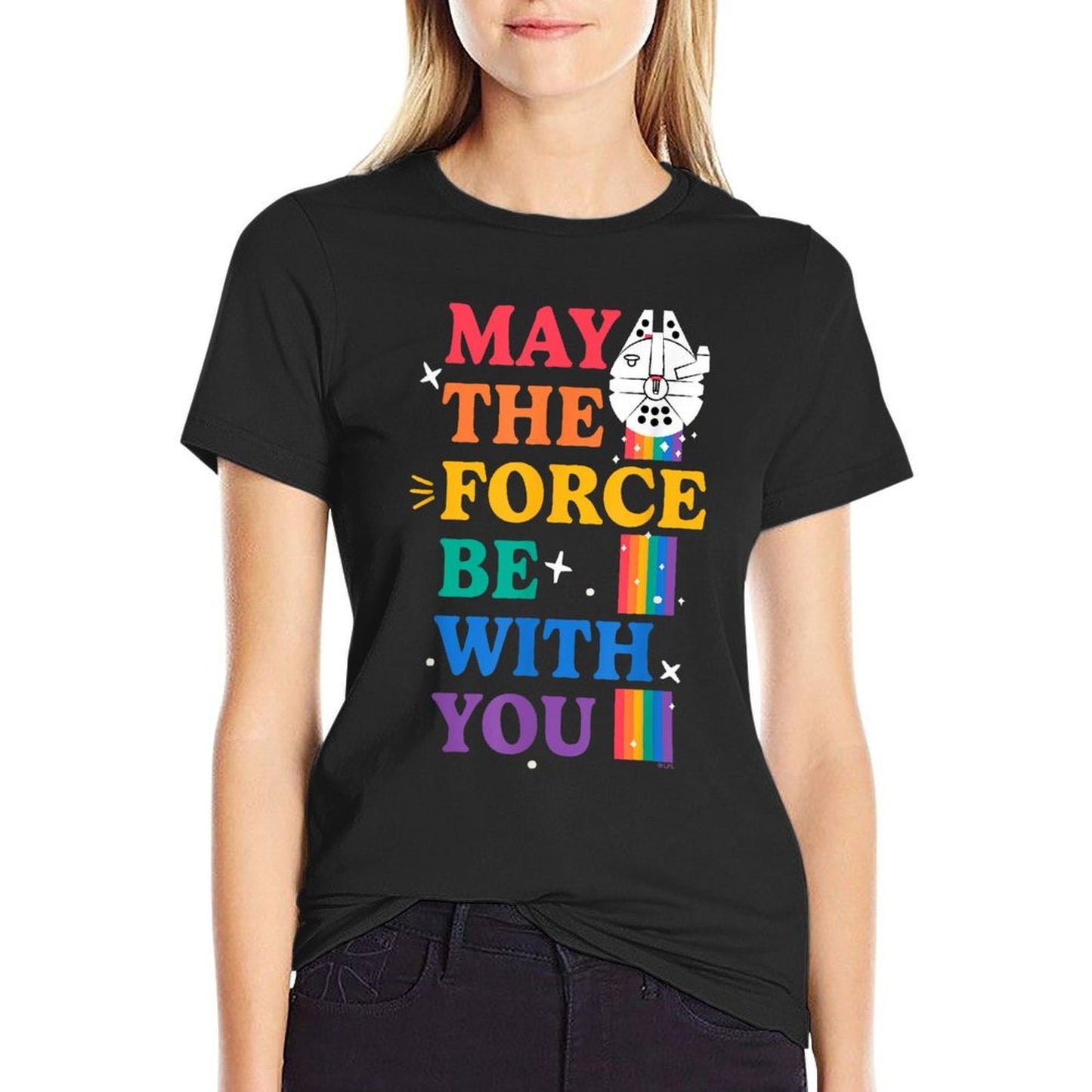 Star Wars Pride May The Force Be With You Rainbow Falcon Easy-care T-Shirt