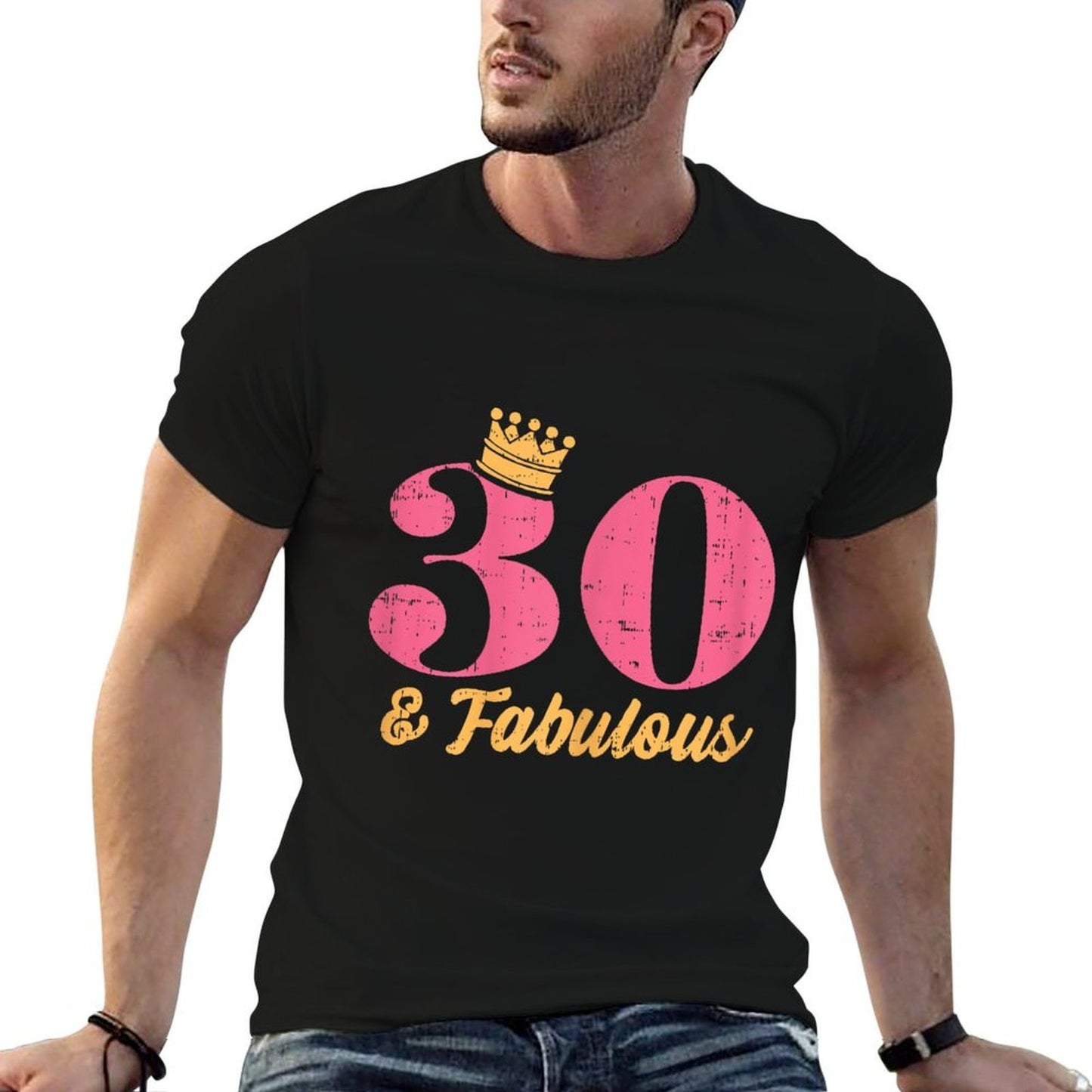 30 And Fabulous Crown Happy 30th Birthday 1991 Gift Women Ribbed Collar T-Shirt