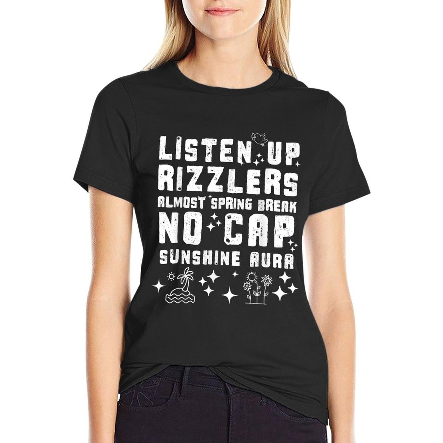 Rizzlers Spring Break No Cap Teacher Funny Spring Break Eco-friendly Material T-Shirt