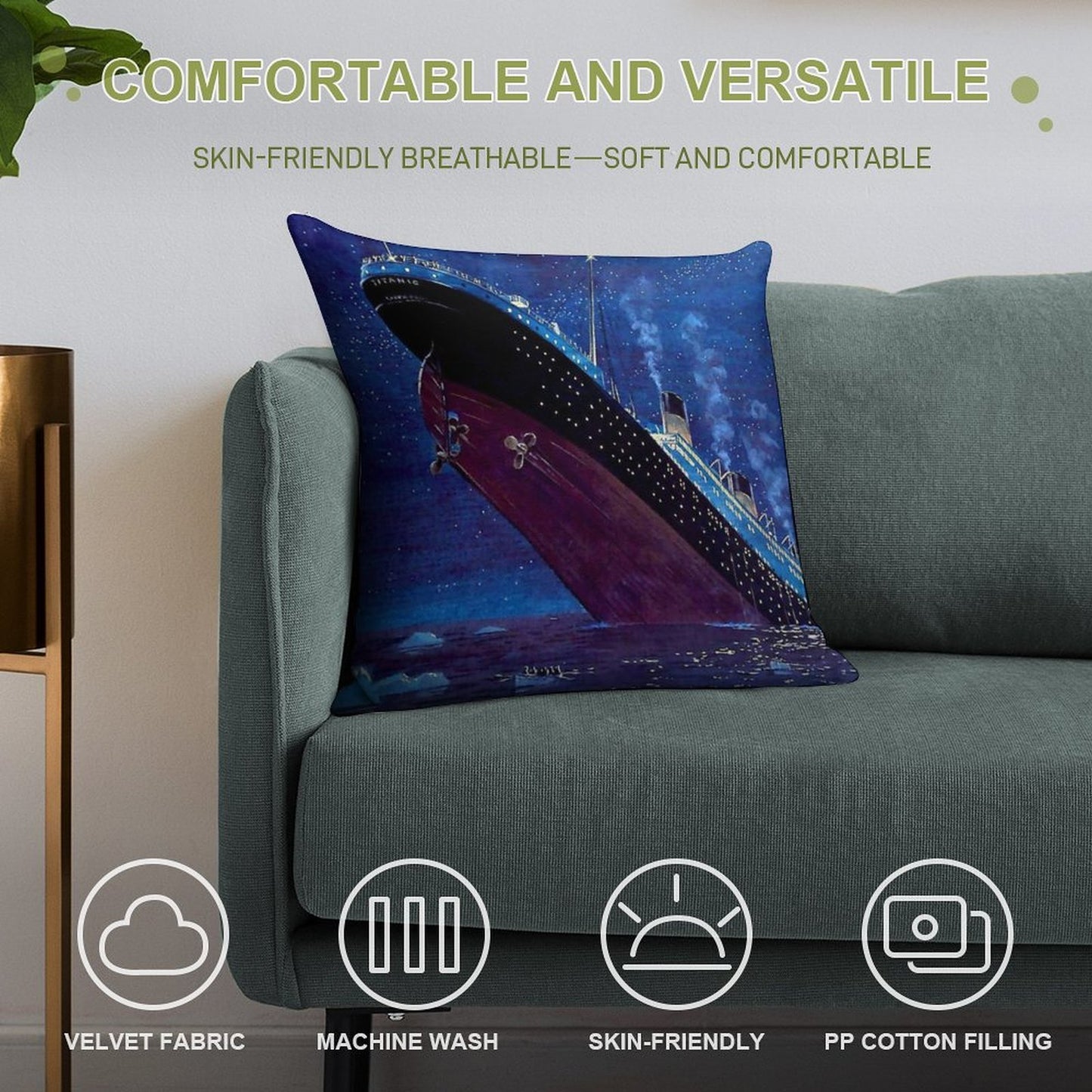Titanic Sinking Soft Decorative Cover Throw Pillow