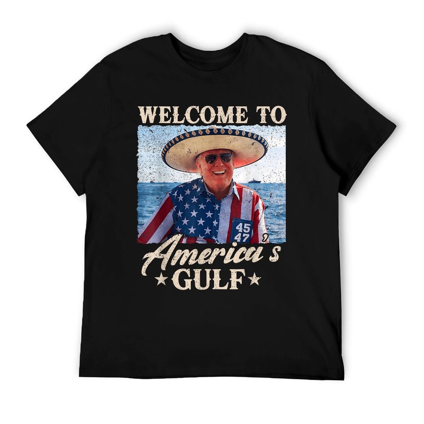 Gulf of USA America Funny USA Flag Eco-friendly Material T-Shirt