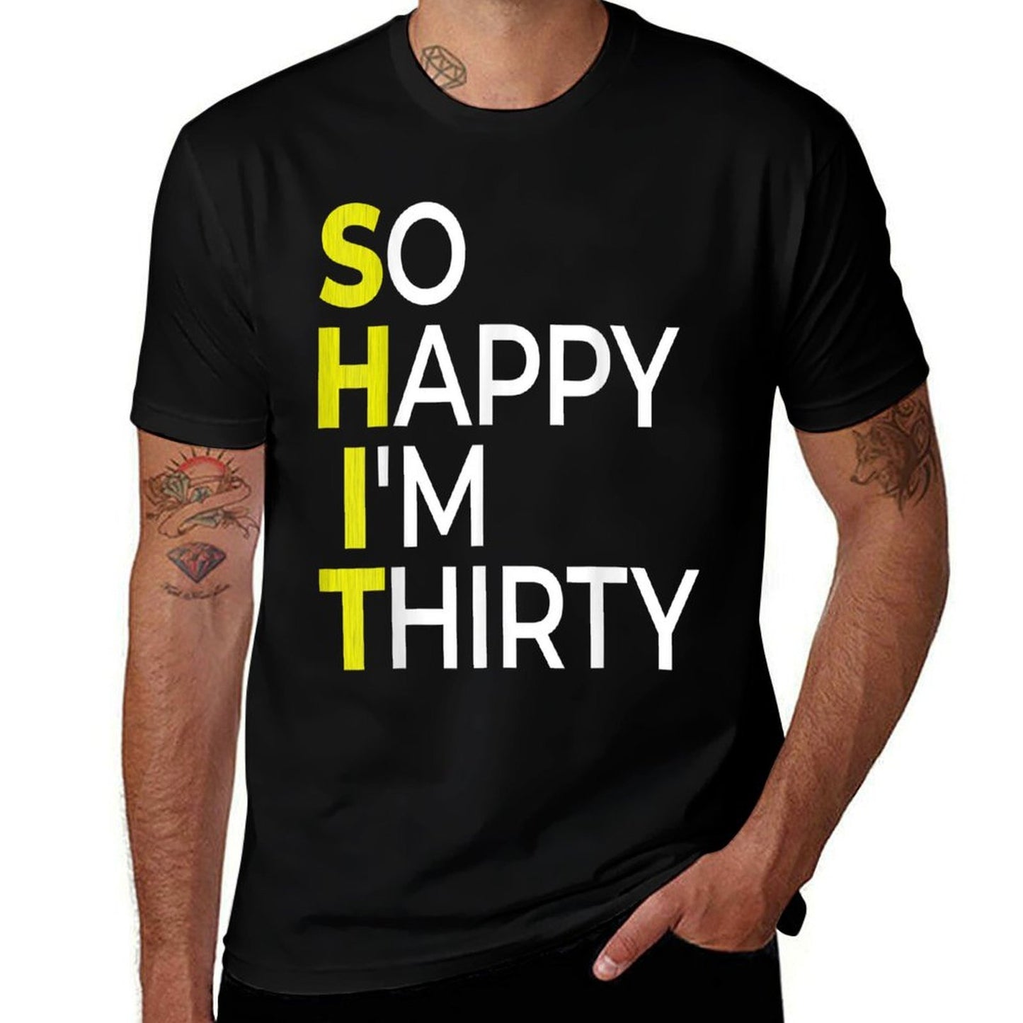 So Happy I'm Thirty Funny 30th Birthday Oversized Silhouette T-Shirt