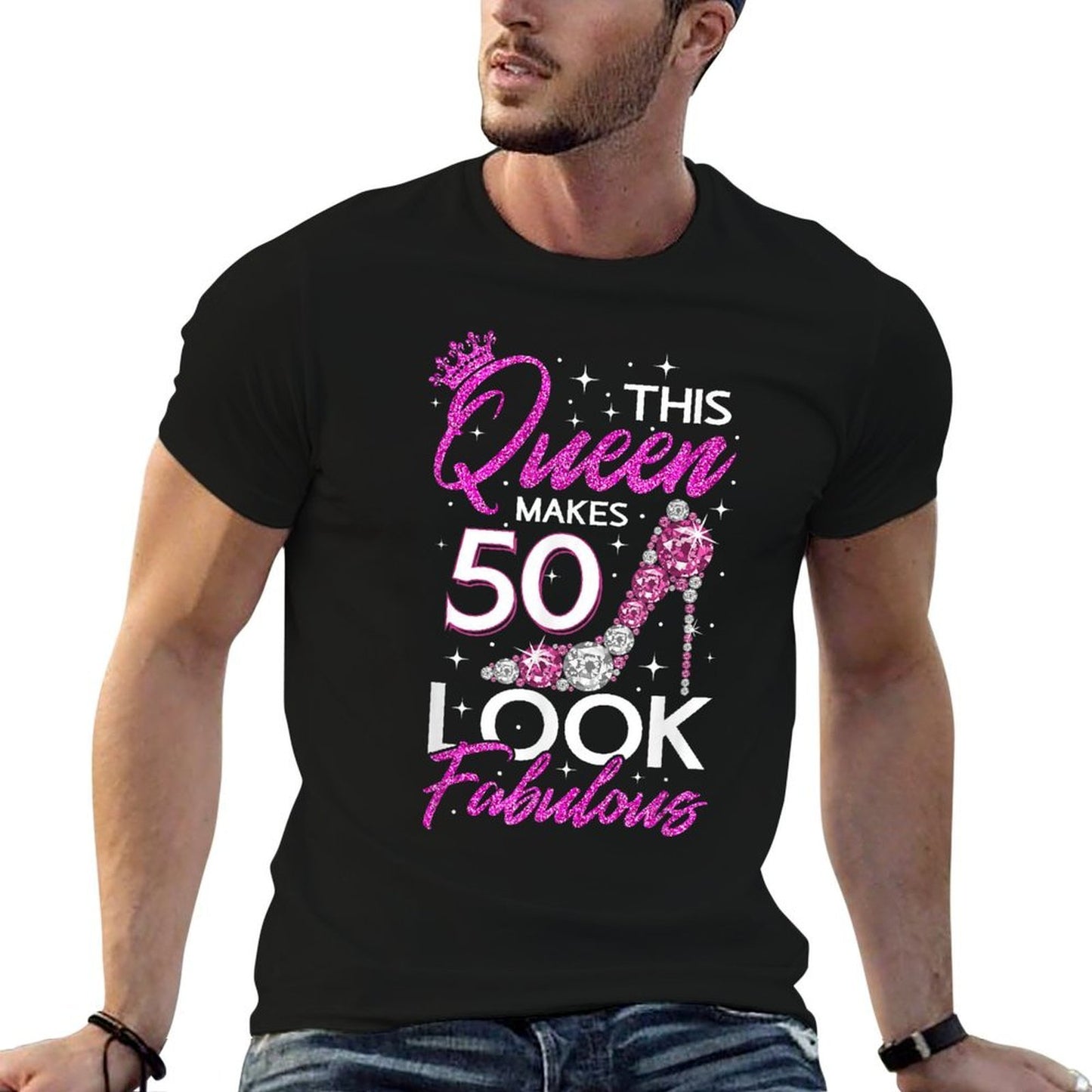 This Queen Makes 50 Look Fabulous 50th Birthday Polyester Blend T-Shirt