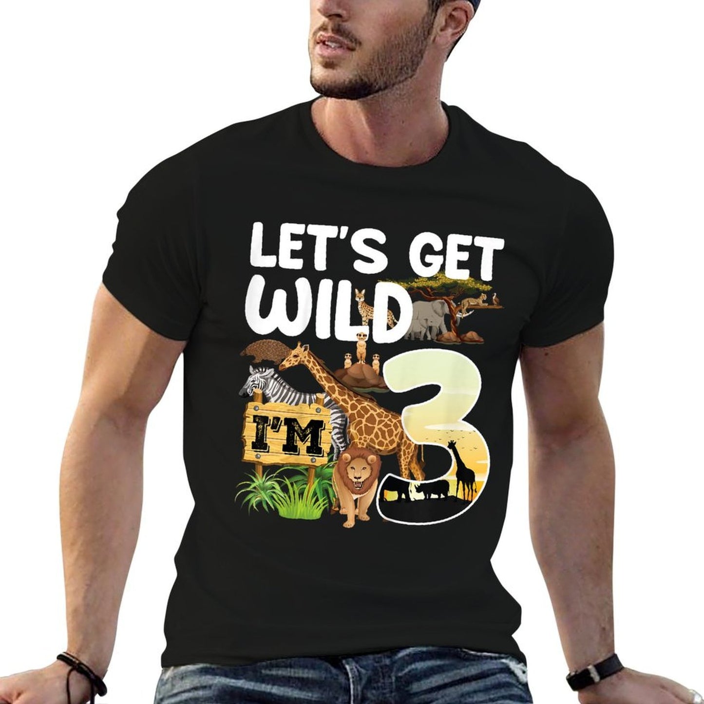 3 Year Old Zoo Birthday Safari Jungle Animal 3rd B-day Affordable Price T-Shirt