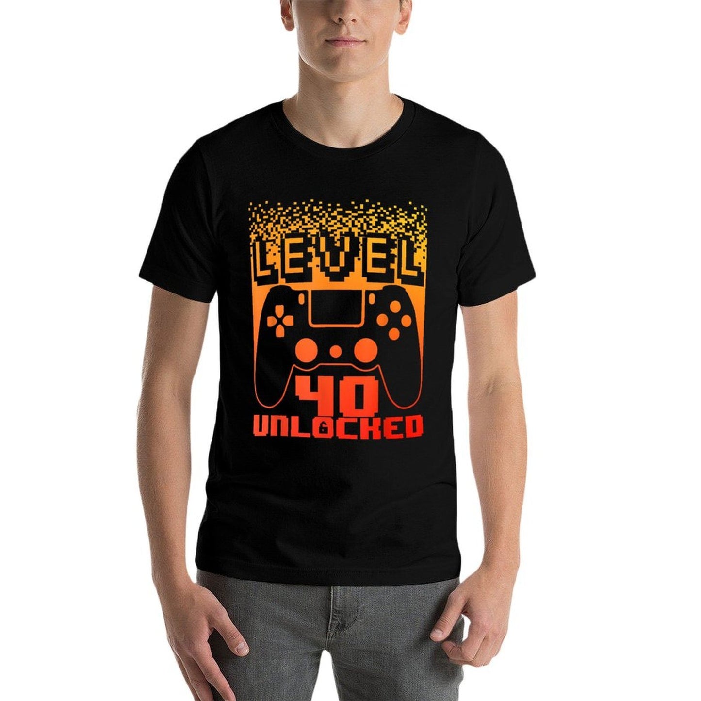 40th Birthday For Men Level 40 Unlocked Gamer 40 Year Old Easy-care T-Shirt