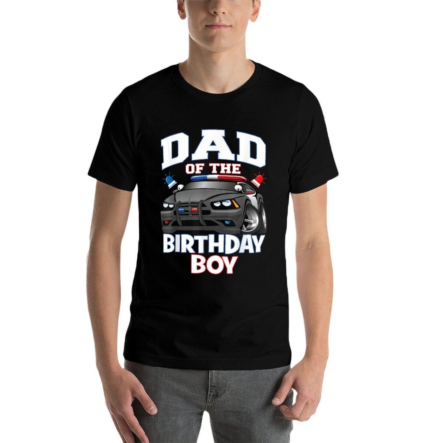Dad Of The Birthday Boy Policeman Officer Party Fade-proof Color T-Shirt