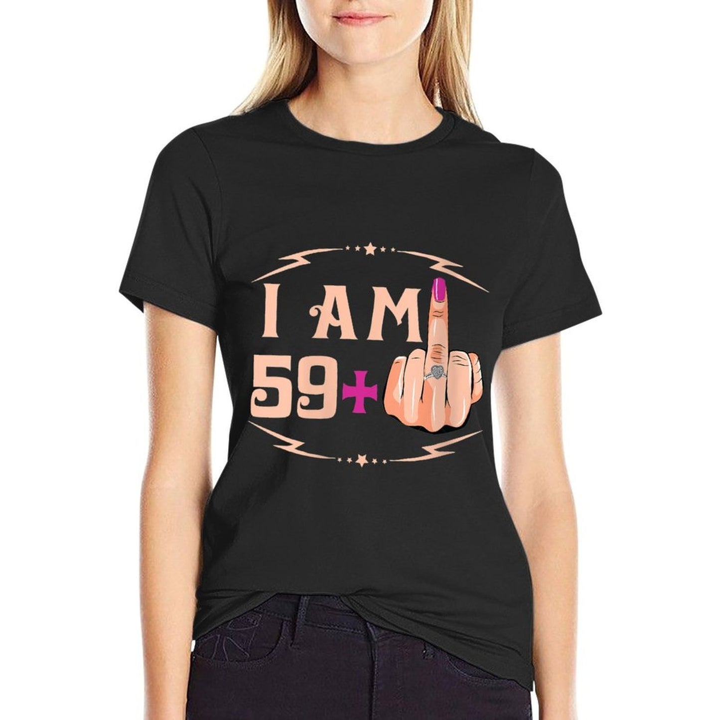 Womens I'm 59 Plus 1 Funny 60th Birthday Graphic-printed T-Shirt