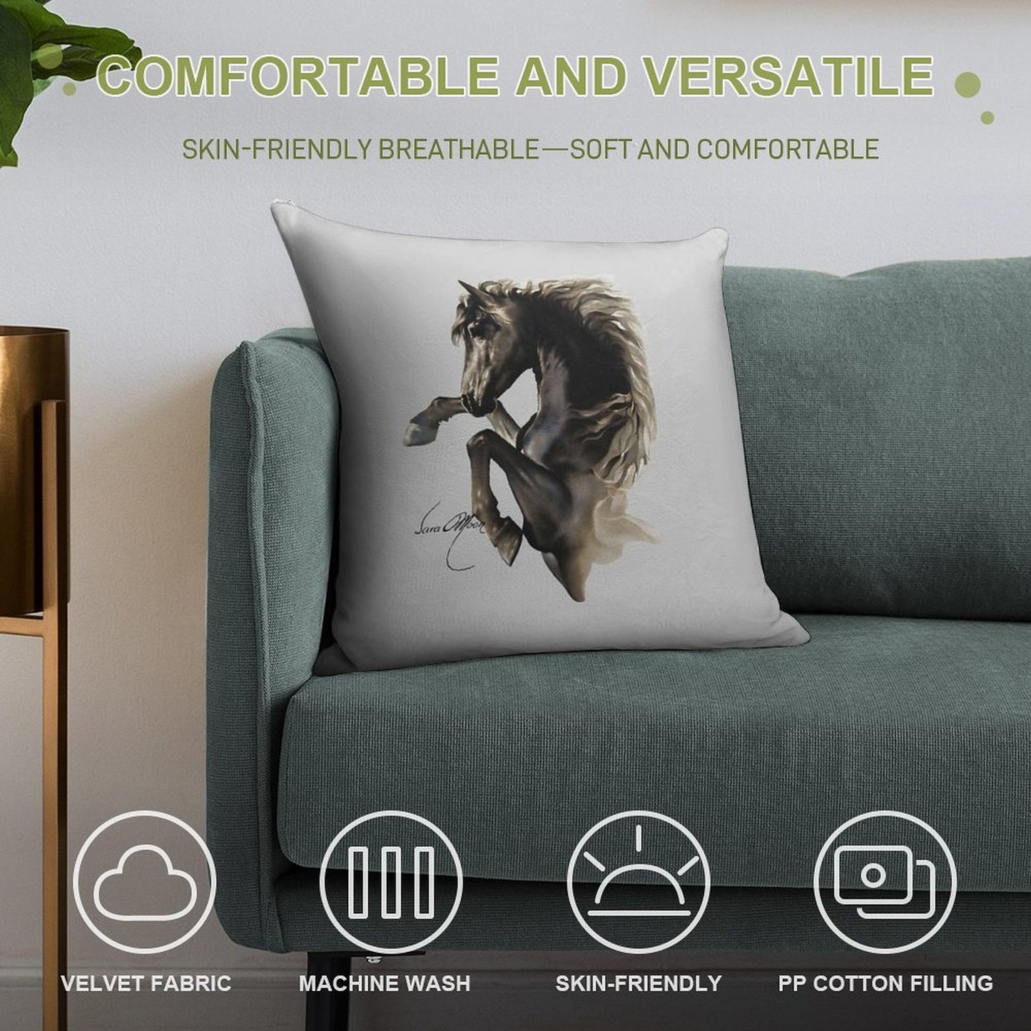 Black Fury (Cut-Out) Soft Skin-Friendly Throw Pillow