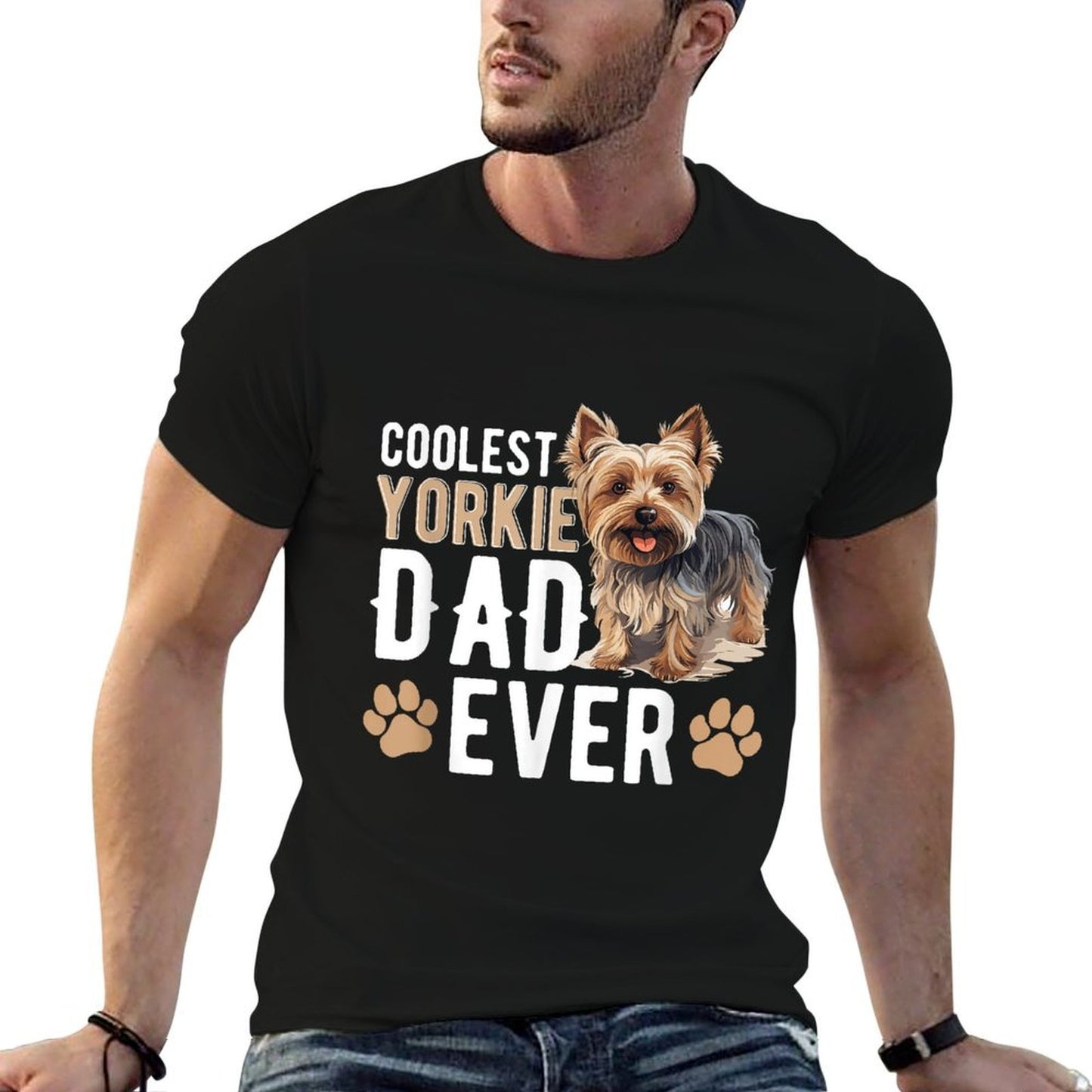 Yorkshire Terrier Dog Yorkie - Coolest Yorkie Dad Ever Oversized Silhouette T-Shirt