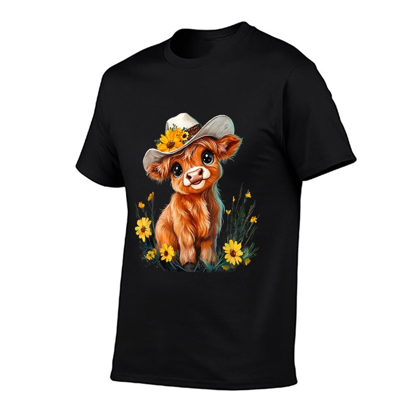 Cute Highland Cow Scottish Hairy Cattle Floral Classic T-Shirt