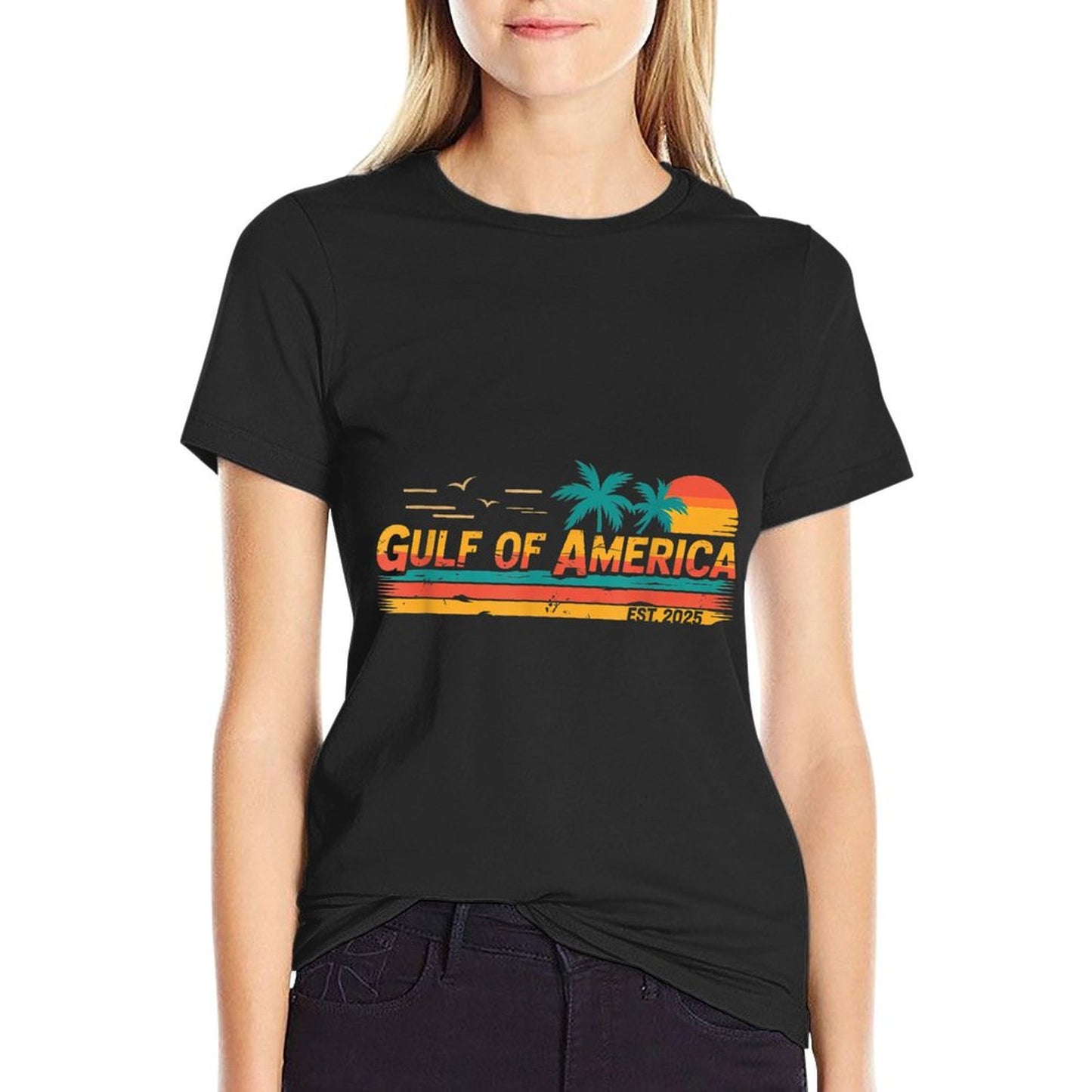 Vintage Gulf Of Us America Retro Sunset Gulf Of Us America Lightweight T-Shirt