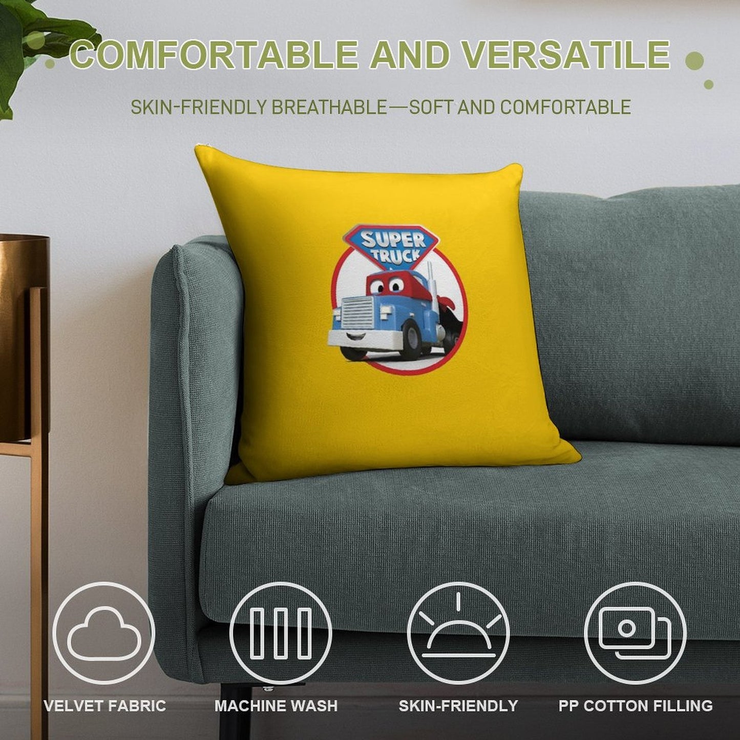 Carl The Super Truck of Car City Soft Ultra-Soft Texture Throw Pillow