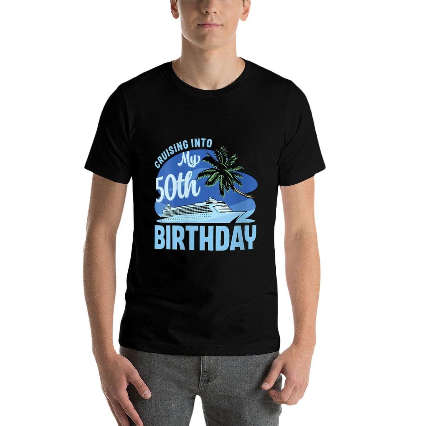 Womens Cruise Boat Trip Vacation Cruising Into My 50th Birthday Lightweight T-Shirt