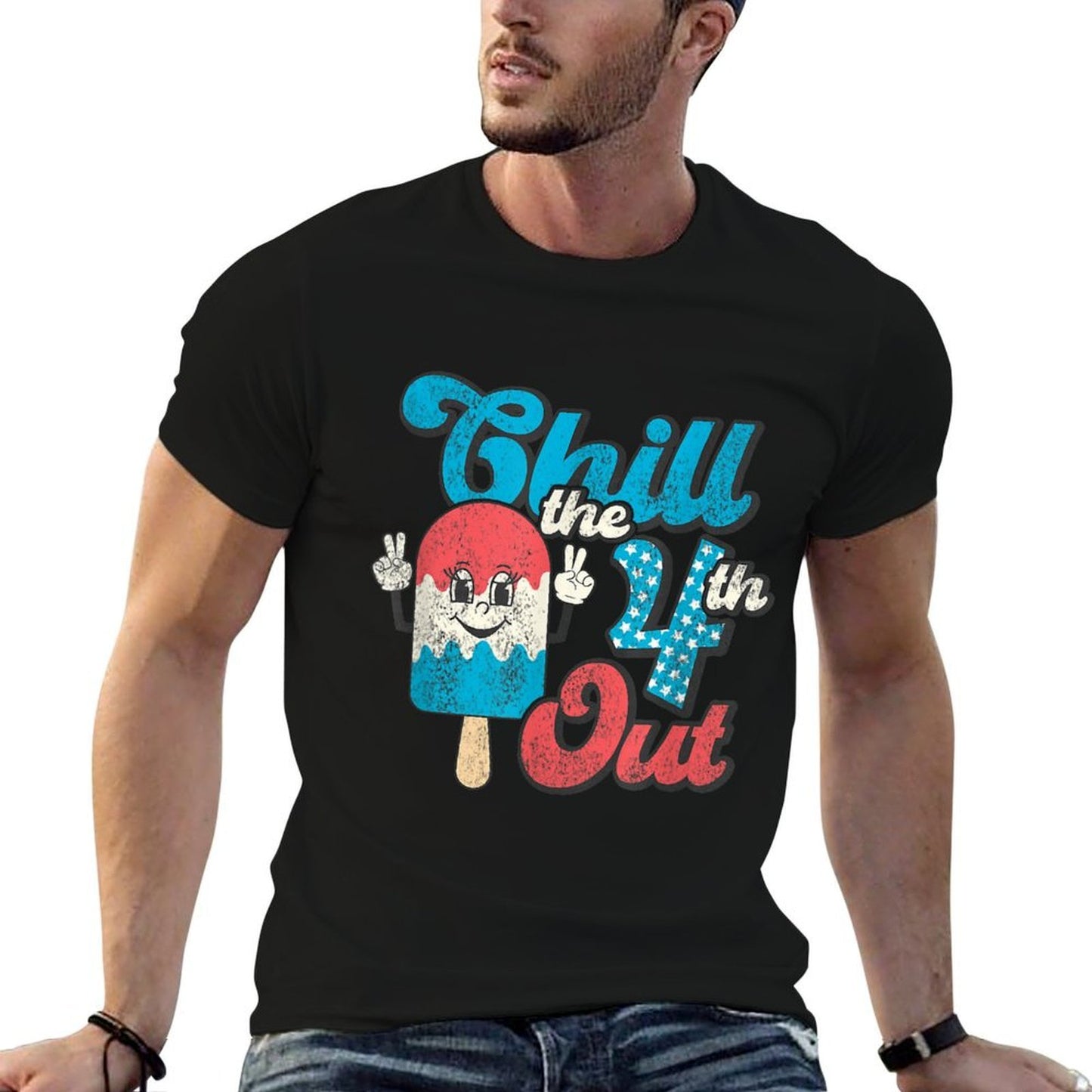 Retro Chill The Fourth Out Cute 4th of July Women Popsicle Soft T-Shirt