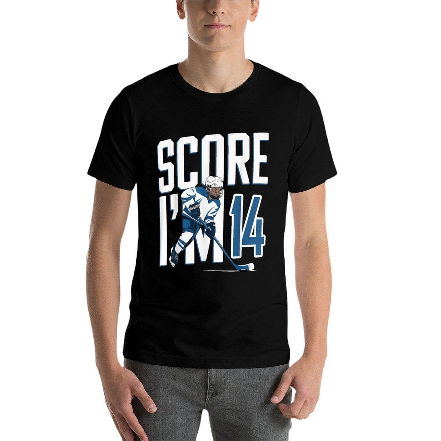 Fourteen 14 Years Old Ice Hockey for 14th Birthday Fade-proof Color T-Shirt