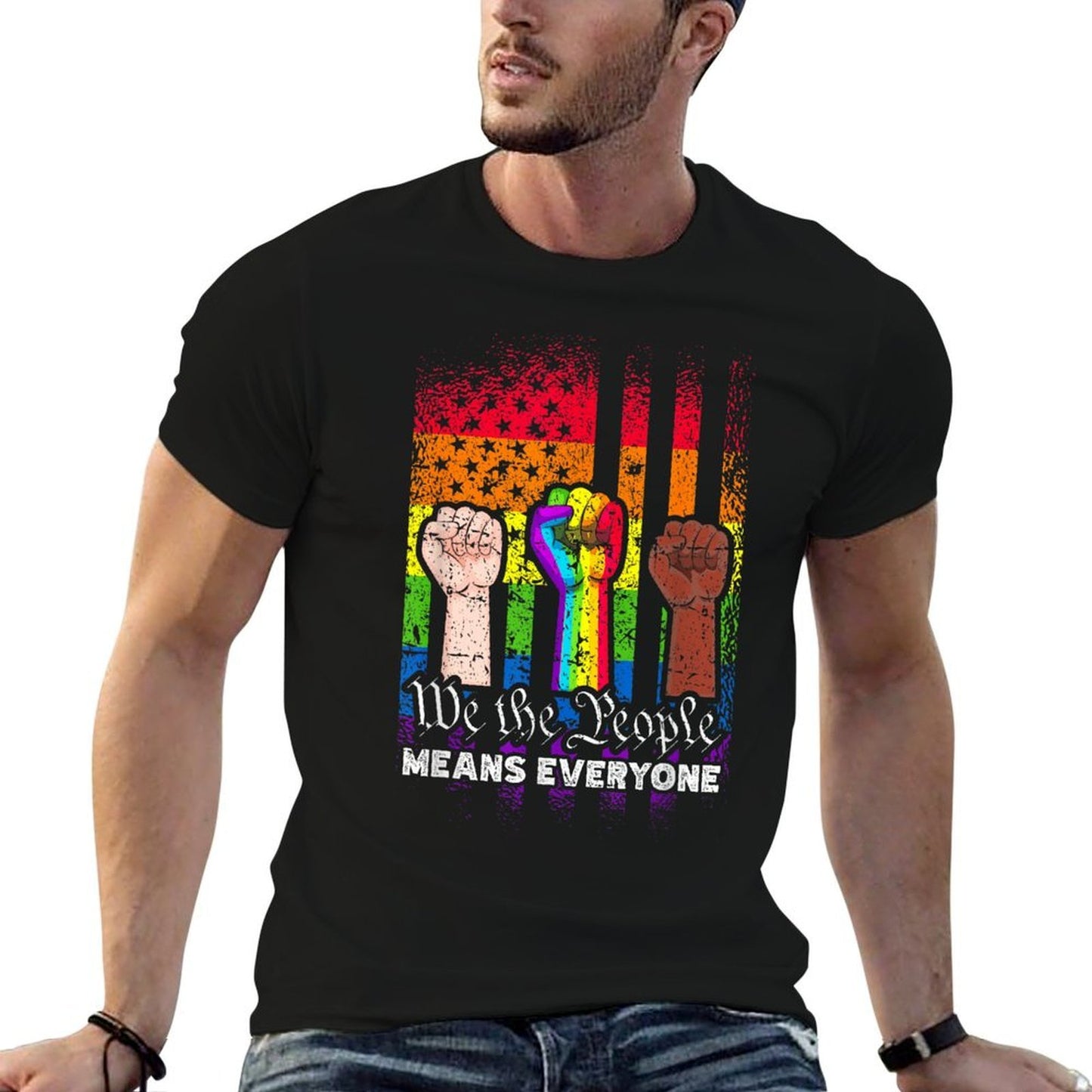 We The People Means Everyone US Constitution LGBT Pride Eco-friendly Material T-Shirt