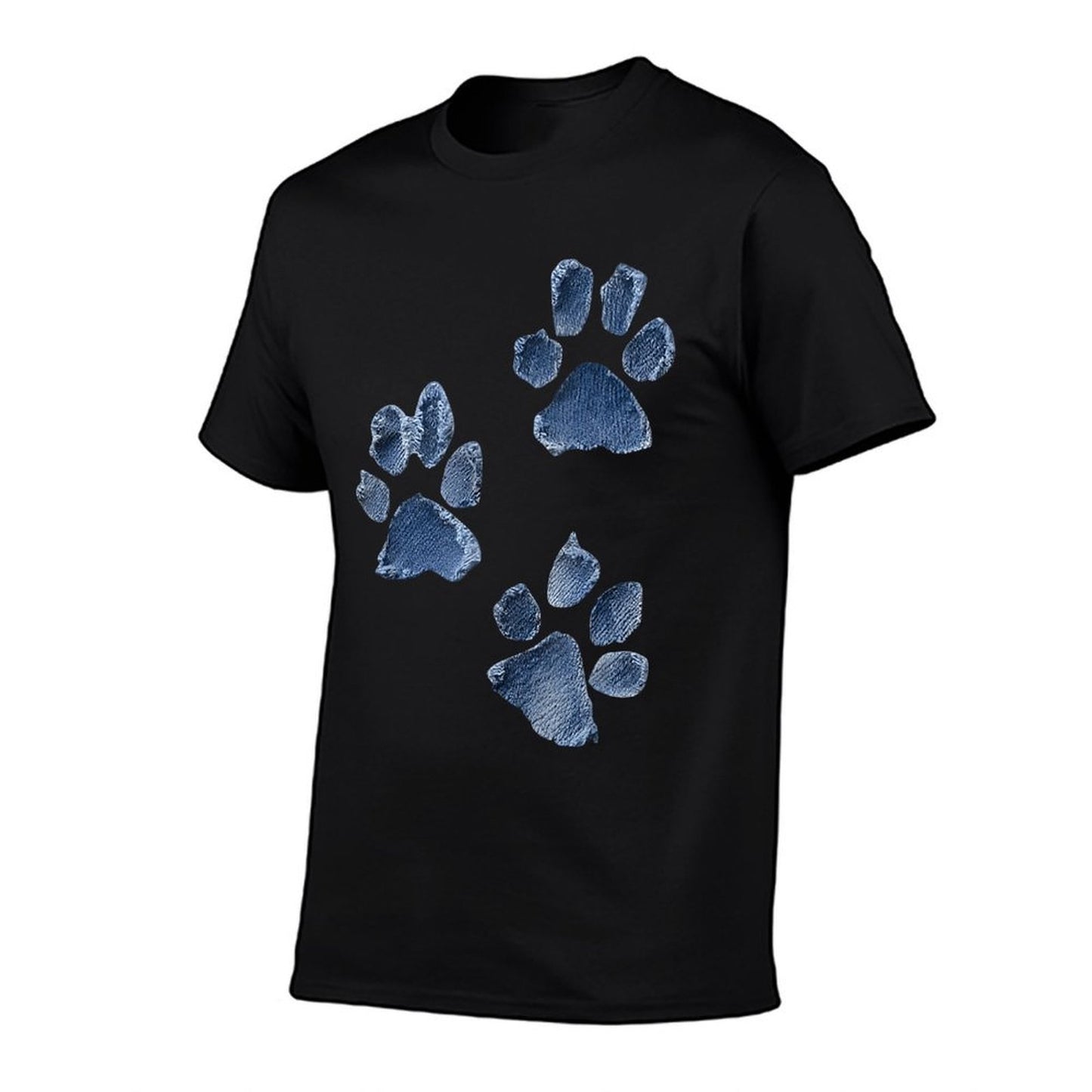 Dog Paw Print Denim Style – Distressed Animal Lover Retro Tagless Design T-Shirt