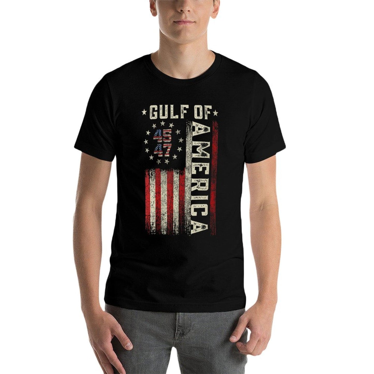 Womens Gulf Of USA America Funny USA Flag for Men Women V-Neck Vintage-inspired T-Shirt
