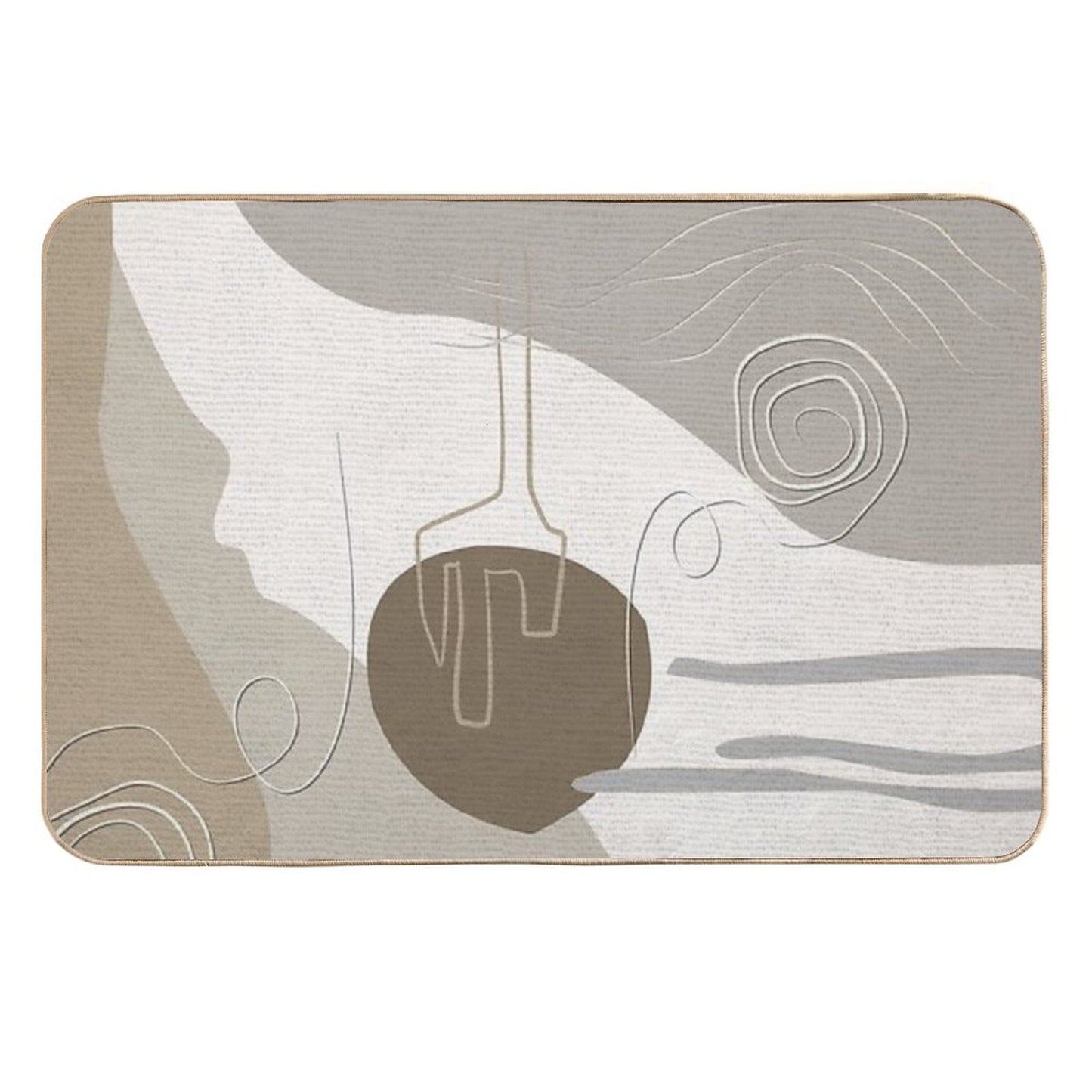 Abstract - Go with The Flow 2 in Beige Long-Lasting Bath Mat