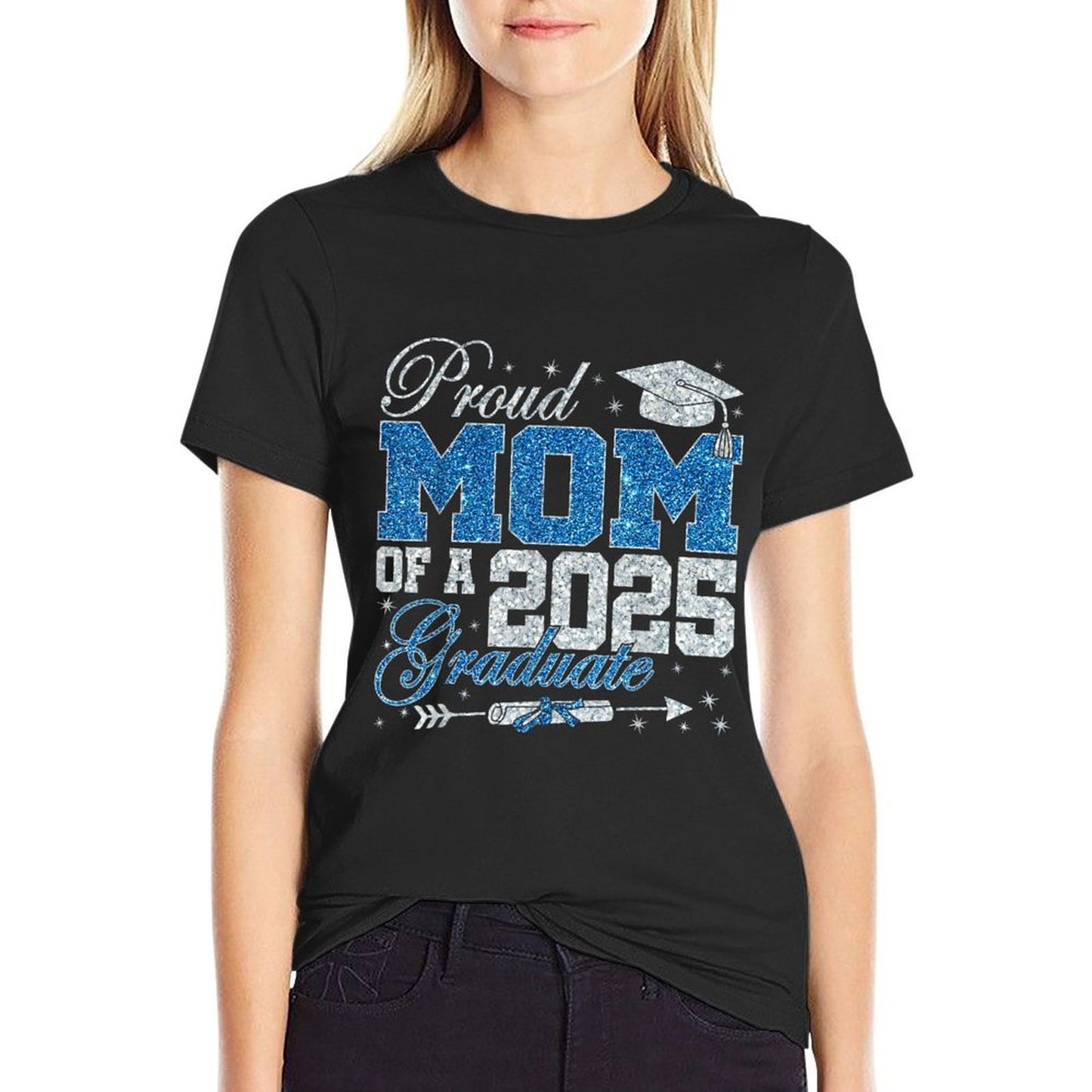 Funny Proud Mom Of A 2025 Graduate Family Graduation Versatile T-Shirt