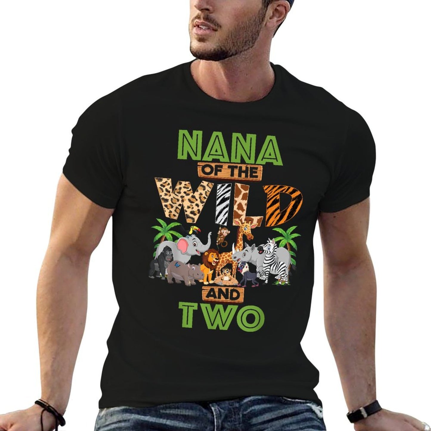 2nd Birthday Zoo Safari Jungle Nana Of The Wild And Two Relaxed-fit T-Shirt