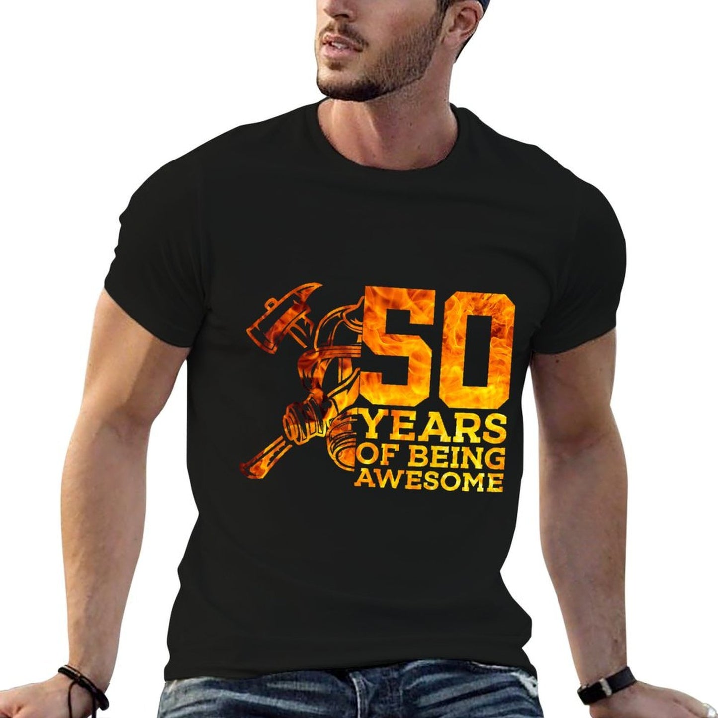 50 YEARS OF BEING AWESOME FIREFIGHTER 50TH BIRTHDAY Versatile T-Shirt