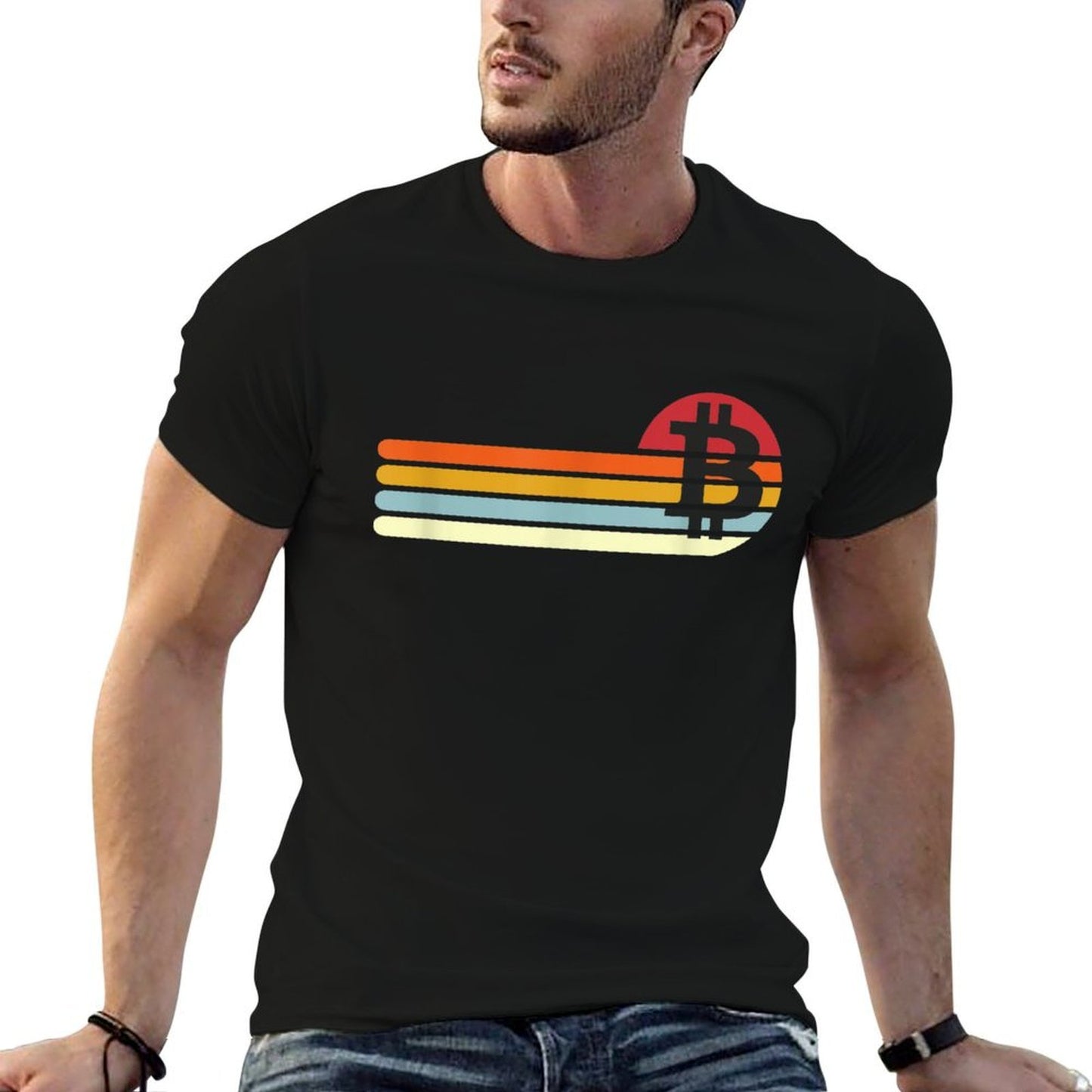Vintage Retro Bitcoin Tagless Design T-Shirt