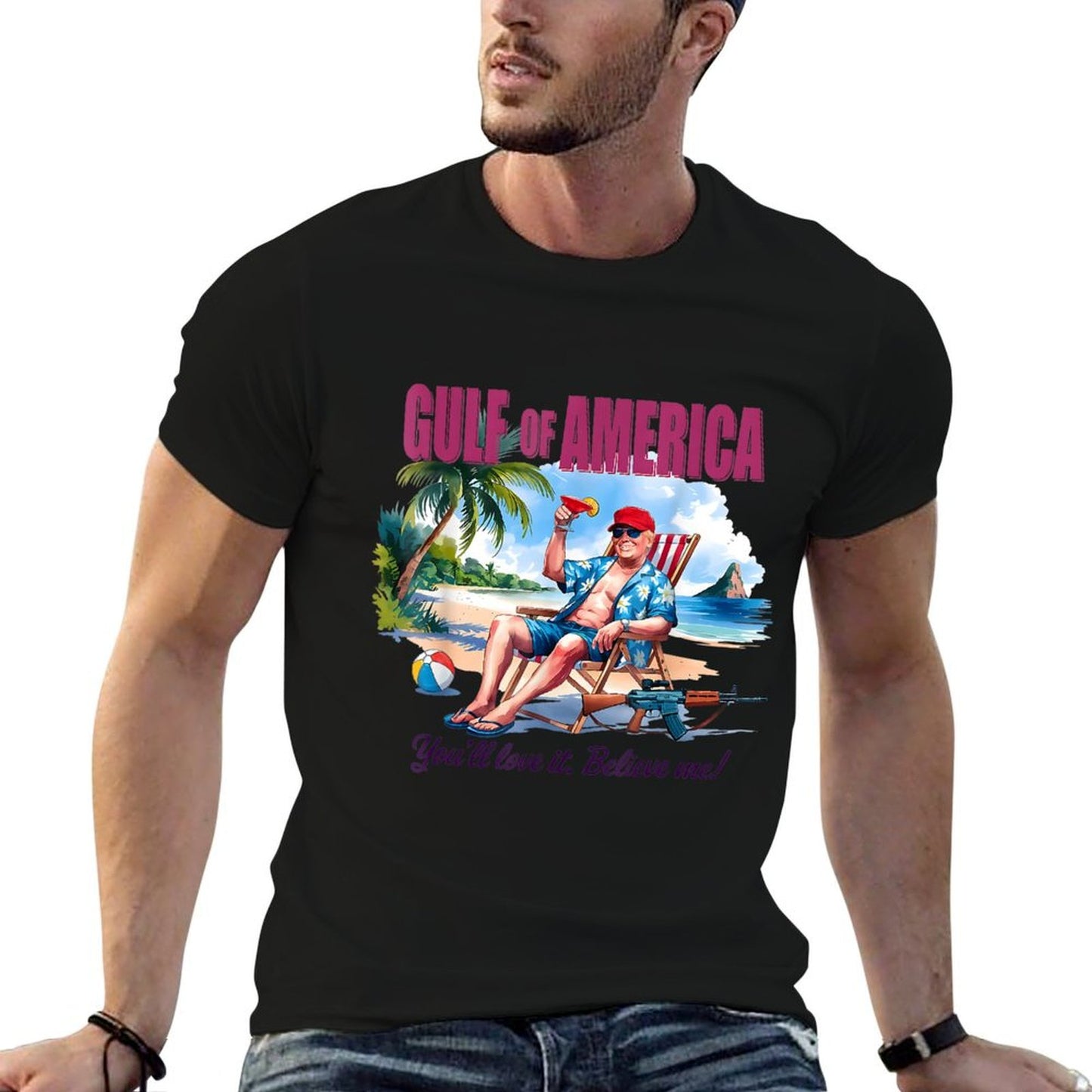 Retro Gulf Of USA America Est 2025 American Flag Gulf Mexico Fade-proof Color T-Shirt