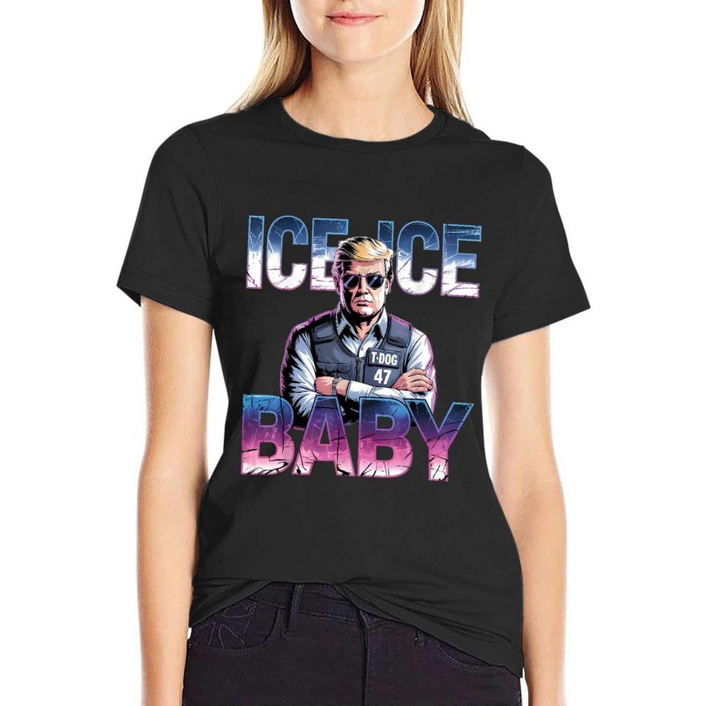 Trump Ice Ice Baby Funny Retro Heathered Texture T-Shirt