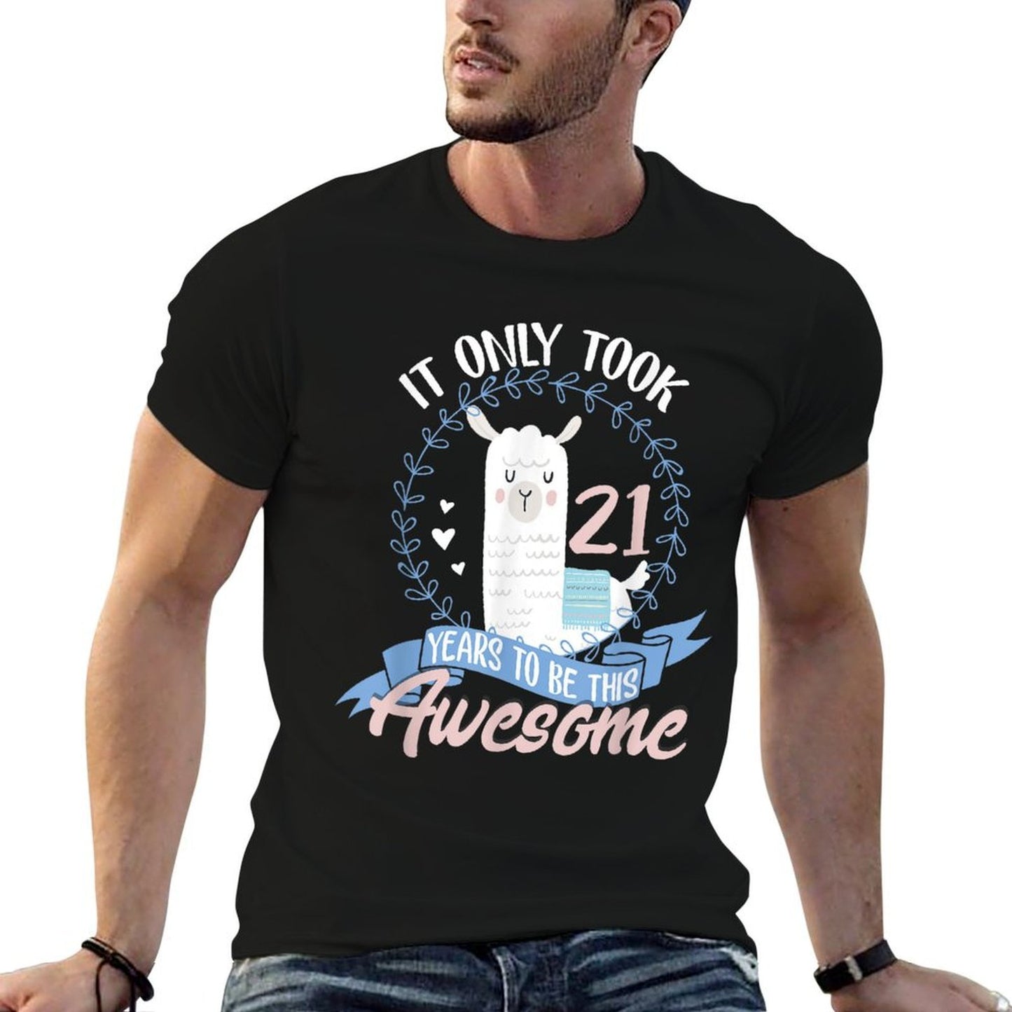 21st Birthday Llama Awesome Gifts Polyester Blend T-Shirt