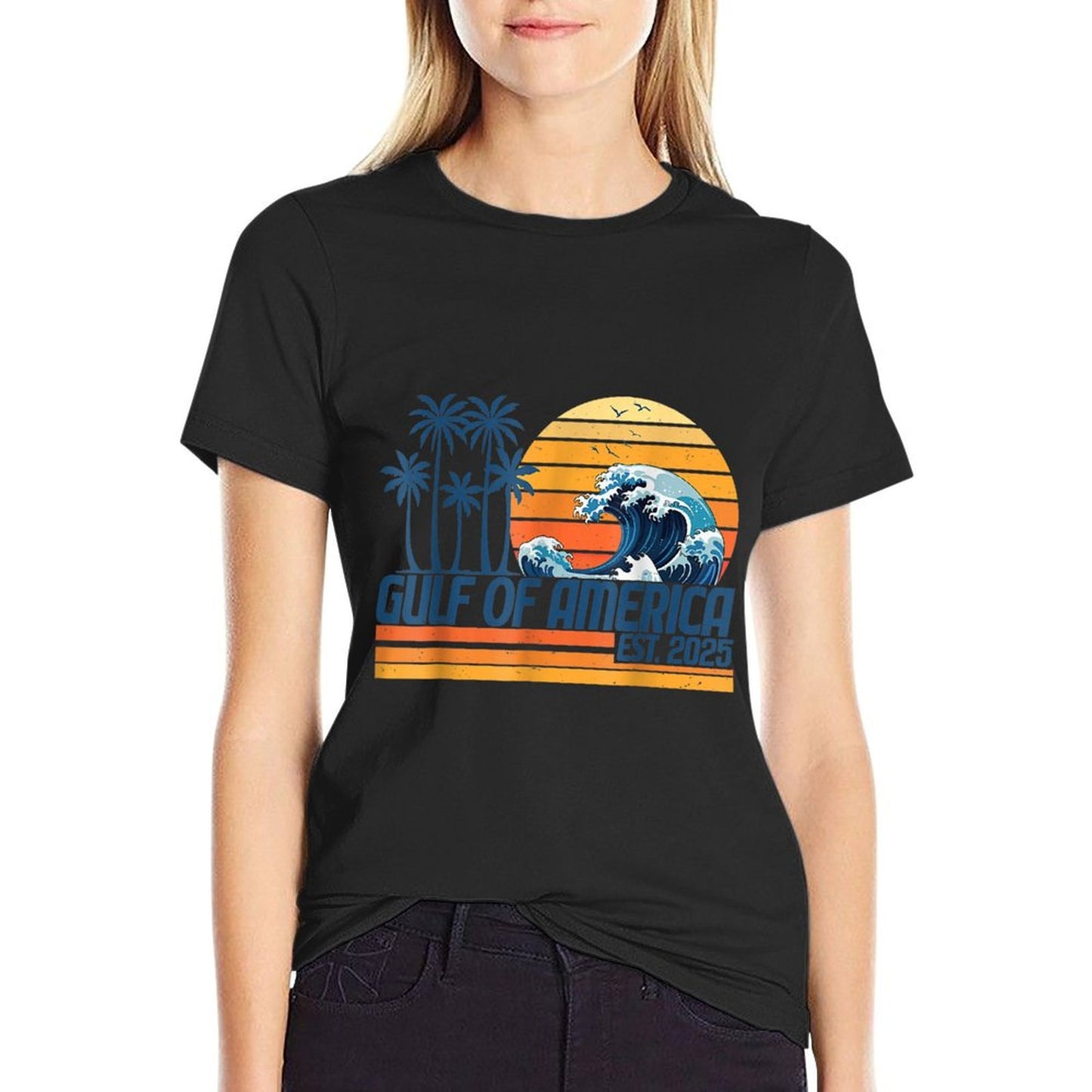 Gulf Of USA America Est 2025 Retro Vintage Gulf Of Mexico Trendy Pattern T-Shirt