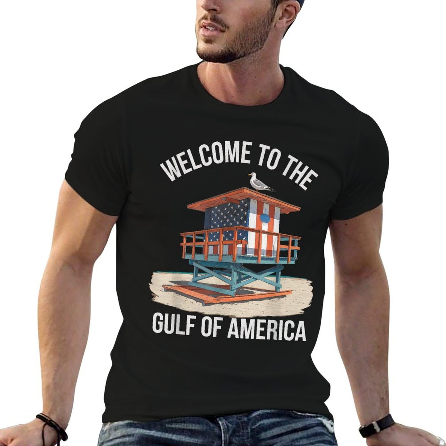 Gulf Of USA America Gift Men Women Flag Beach Eco-friendly Material T-Shirt