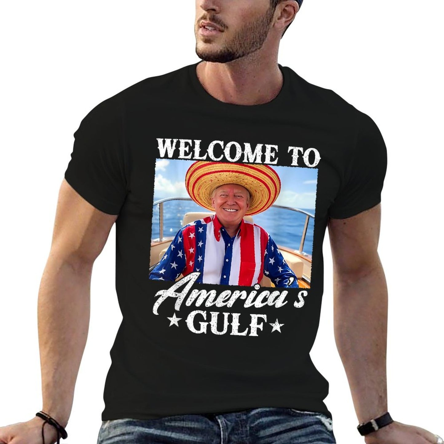 Gulf of USA America Funny USA Flag Odor-resistant T-Shirt